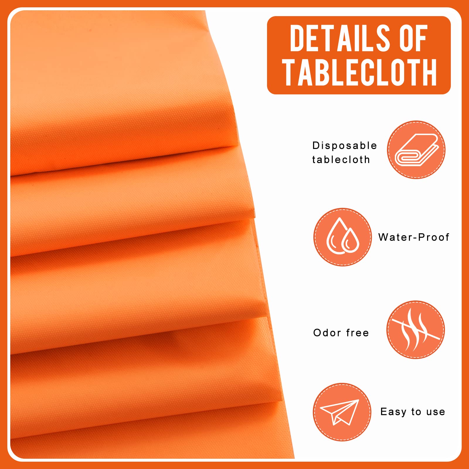 Eleclassi Orange 12 Pack Premium Plastic Table Cloth Disposable Tablecloth 54 X 108 Inch - Plastic Tablecloths For Rectangle Tab