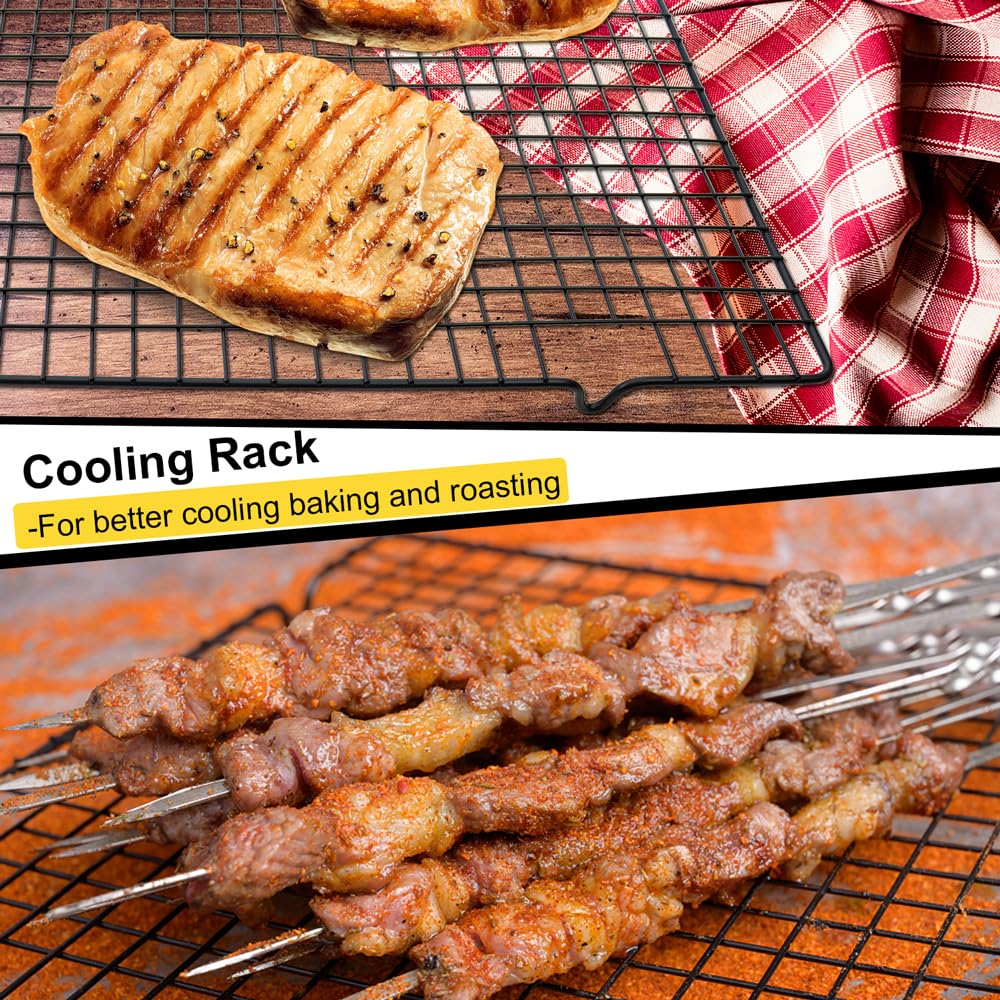 Hengke 3 Pieces Cooling Rack For Baking, Cake Cooling Rack Square, 16X10 Inches Baking Rack Oven Safe Grid Wire Racks, Non-Stick