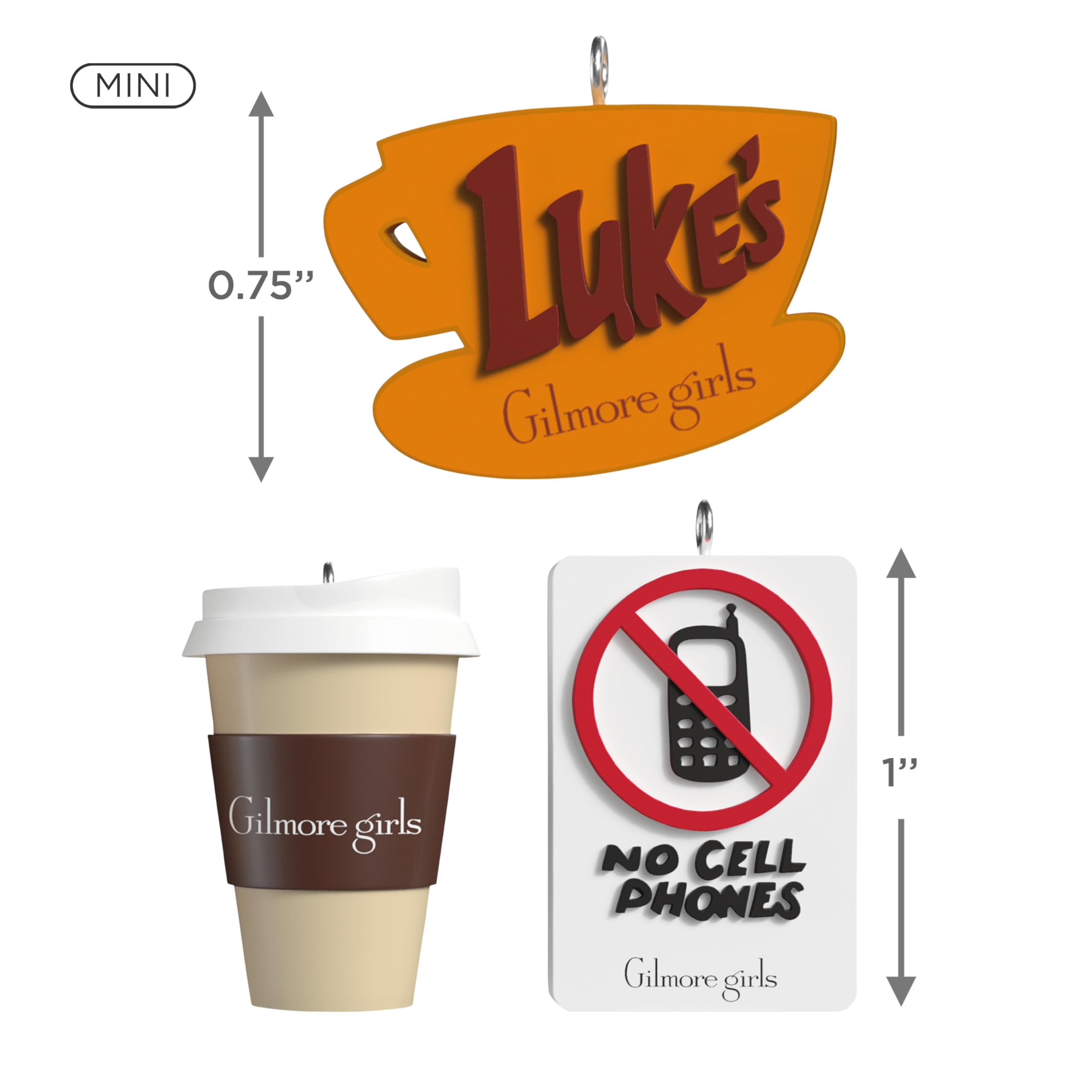 Hallmark Keepsake Mini Ornaments Set of 3 - Gilmore Girls, 2025, Plastic, TV Show Gifts