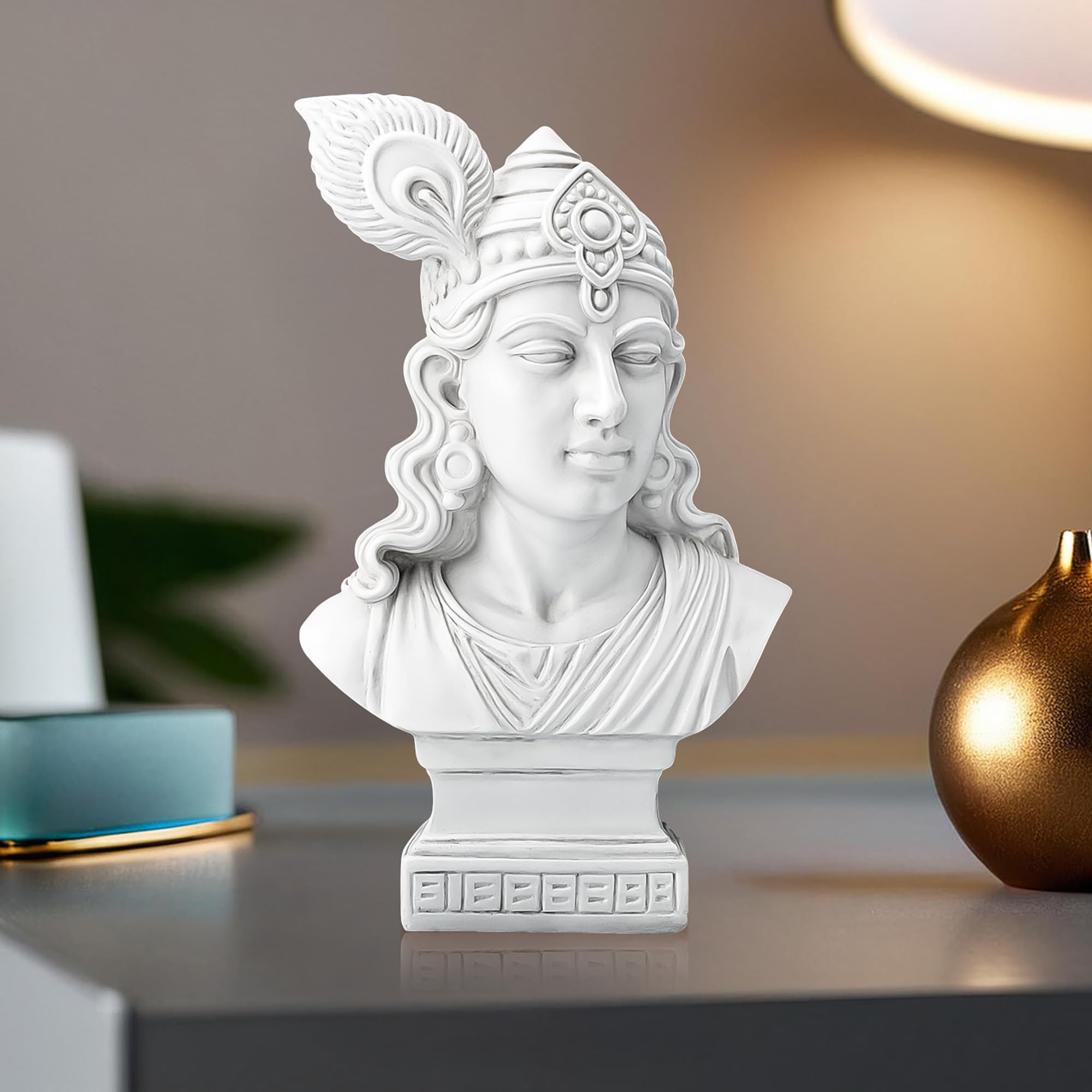 Kuber Industries 7 Inch Resin Lord Krishna Idol & Figurine | Show Pieces For Home Decor Living Room And Office Desk | House Warm