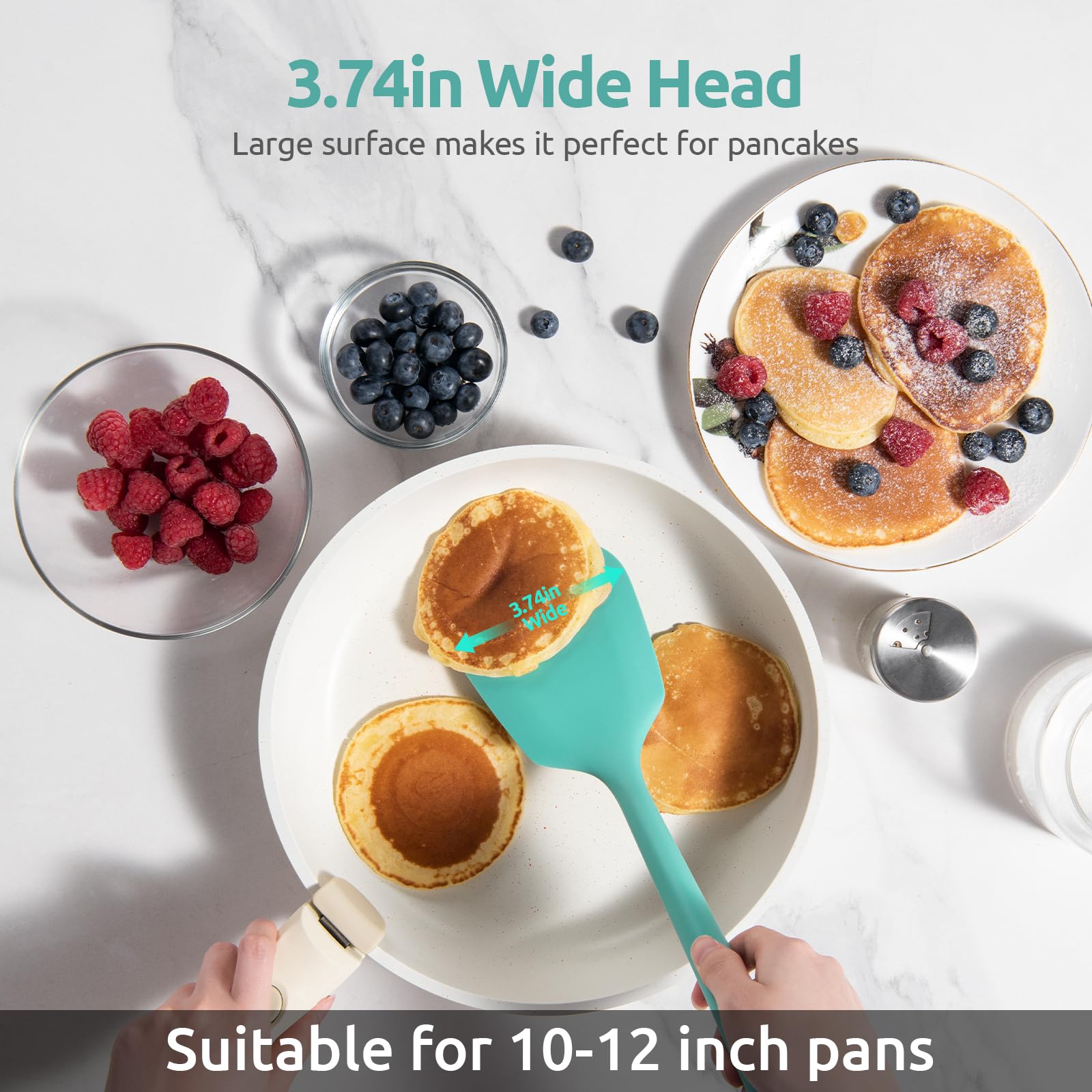 13.6'' Solid Silicone Turner: U-Taste 600F Heat Resistant Kitchen Spatula Flipper, Food Grade Flexible Wide Seamless Rubber Cook