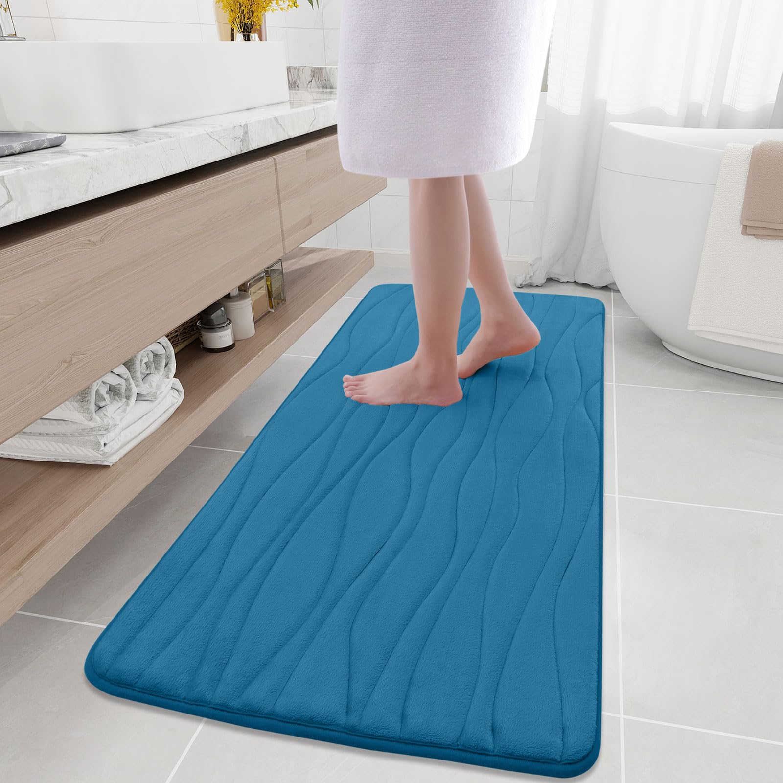 Buganda Memory Foam Bathroom Rug Mat 59X24, Extra Soft And Absorbent Bath Mats, Non-Slip And Machine Washable Bath Rugs For Bath