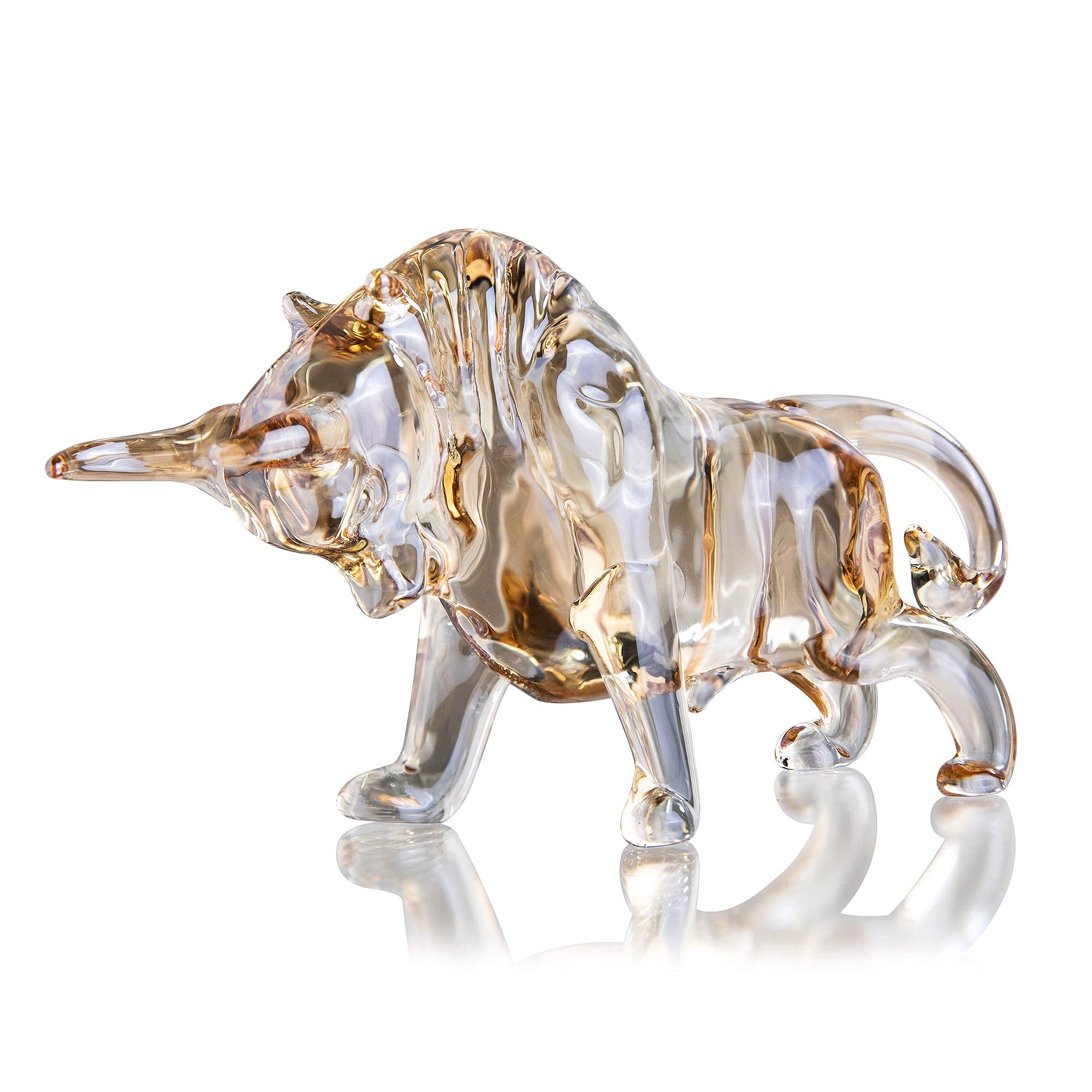 H&D HYALINE & DORA Charm and Lucky FengShui Crystal Statues Wall Street Bull Figurine Sculpture Home Office Desk Decorative Orna