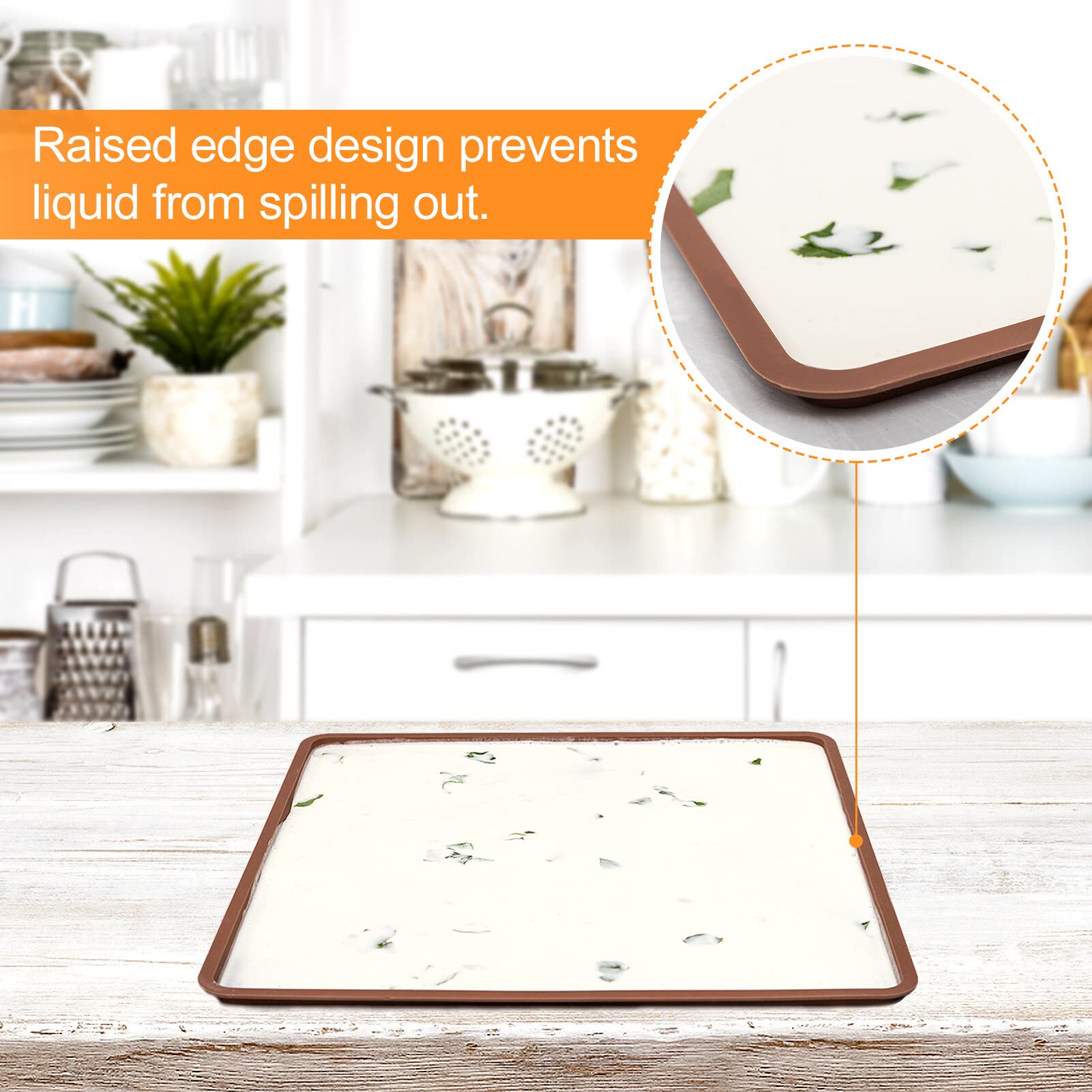 3 Pcs Silicone Dehydrator Sheets With Edge For 14'' X 14'' Trays, Non-Stick Silicone Tray Liner For Excalibur Dehydrator, Reusab