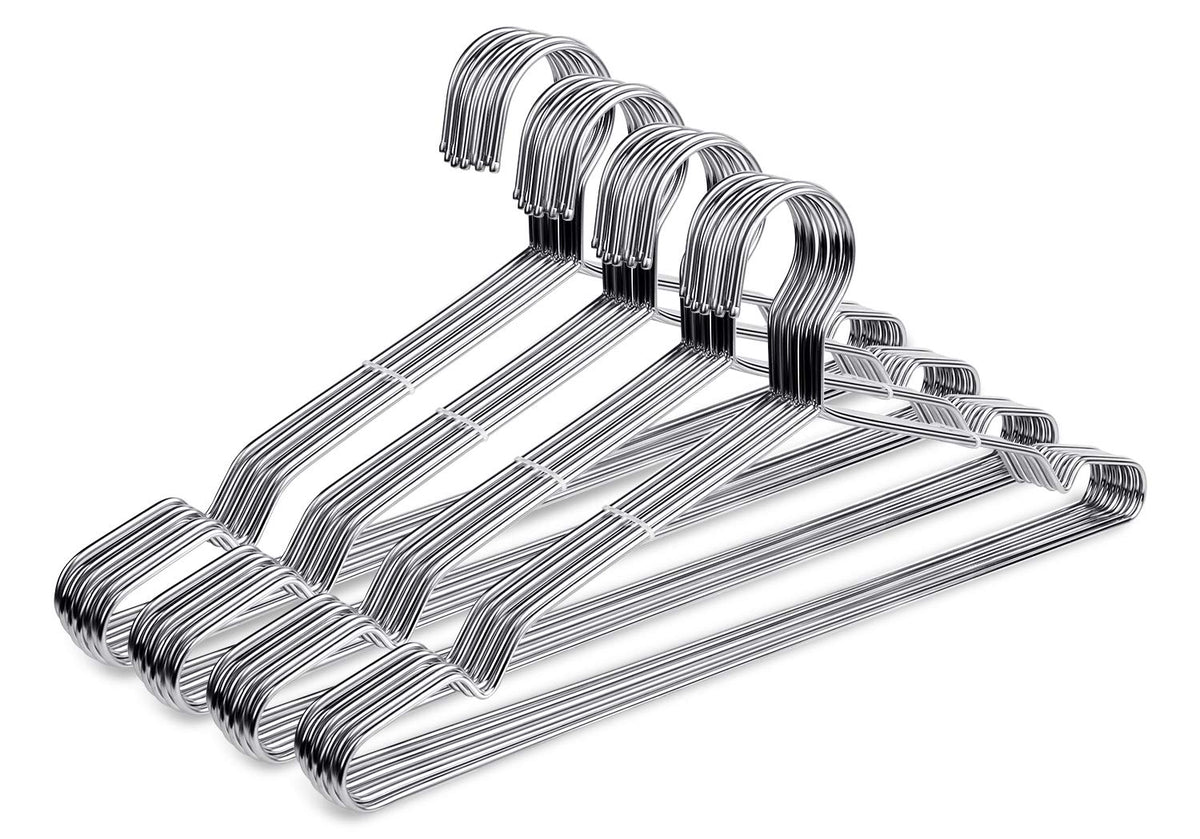 Fayleeko Wire Hangers 40 Pack Coat Hangers Strong Heavy Duty Stainless Steel Metal Hangers 17.7 Inch Ultra Thin Space Saving Clo