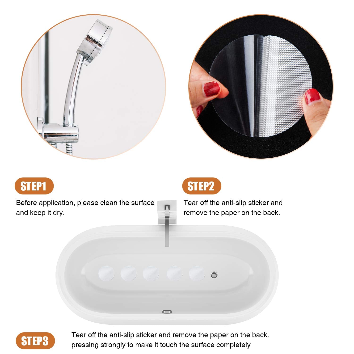 Secopad 36Pcs Non-Slip Bathtub Stickers, Safety Bathroom Tubs Showers Treads Adhesive Decals Scraper