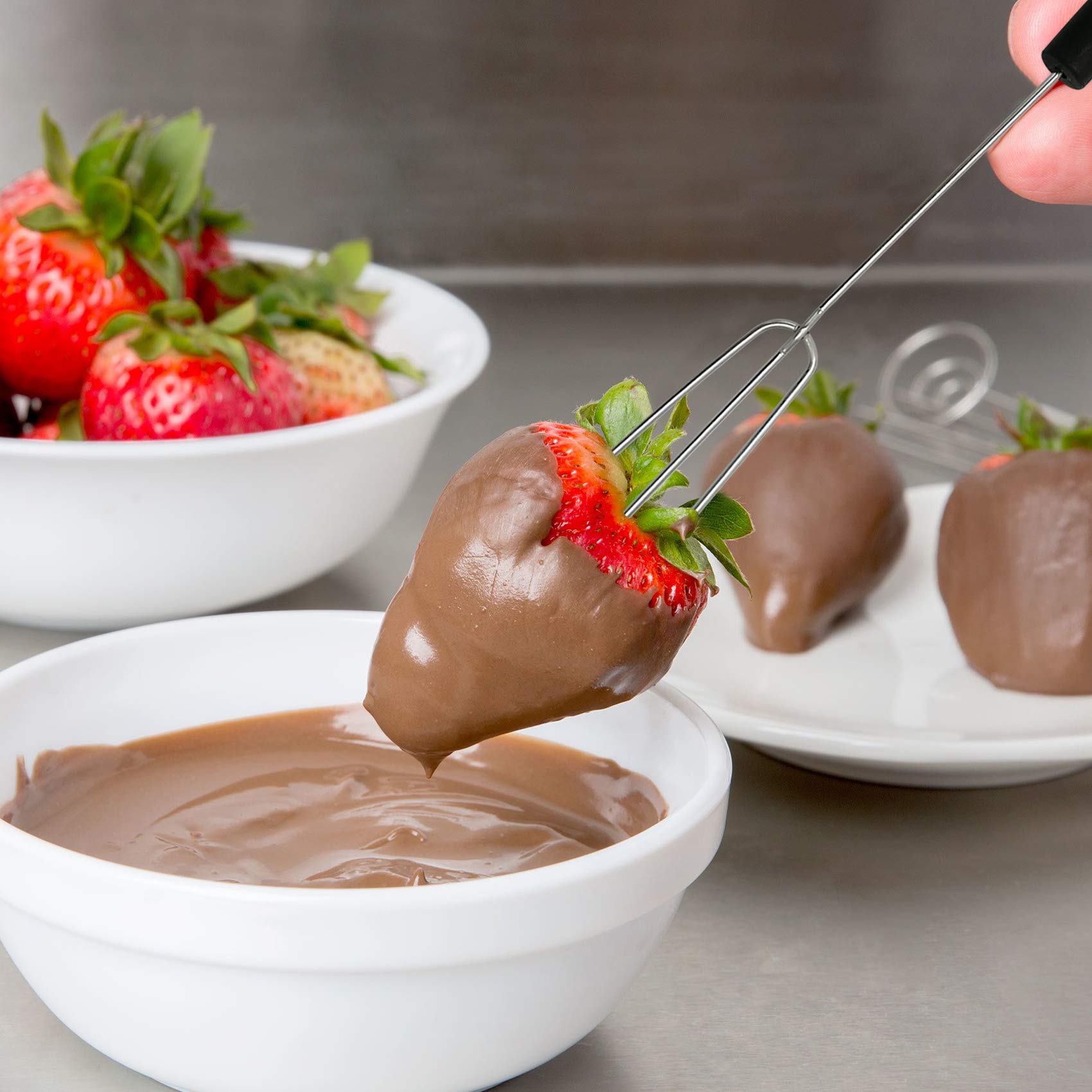 2 Pcs Drawing Decorating Spoon Set,3 Pcs Candy Dipping Tools Chocolate Dipping Fork Spoons Set Stainless Steel Chef Art Pencil S