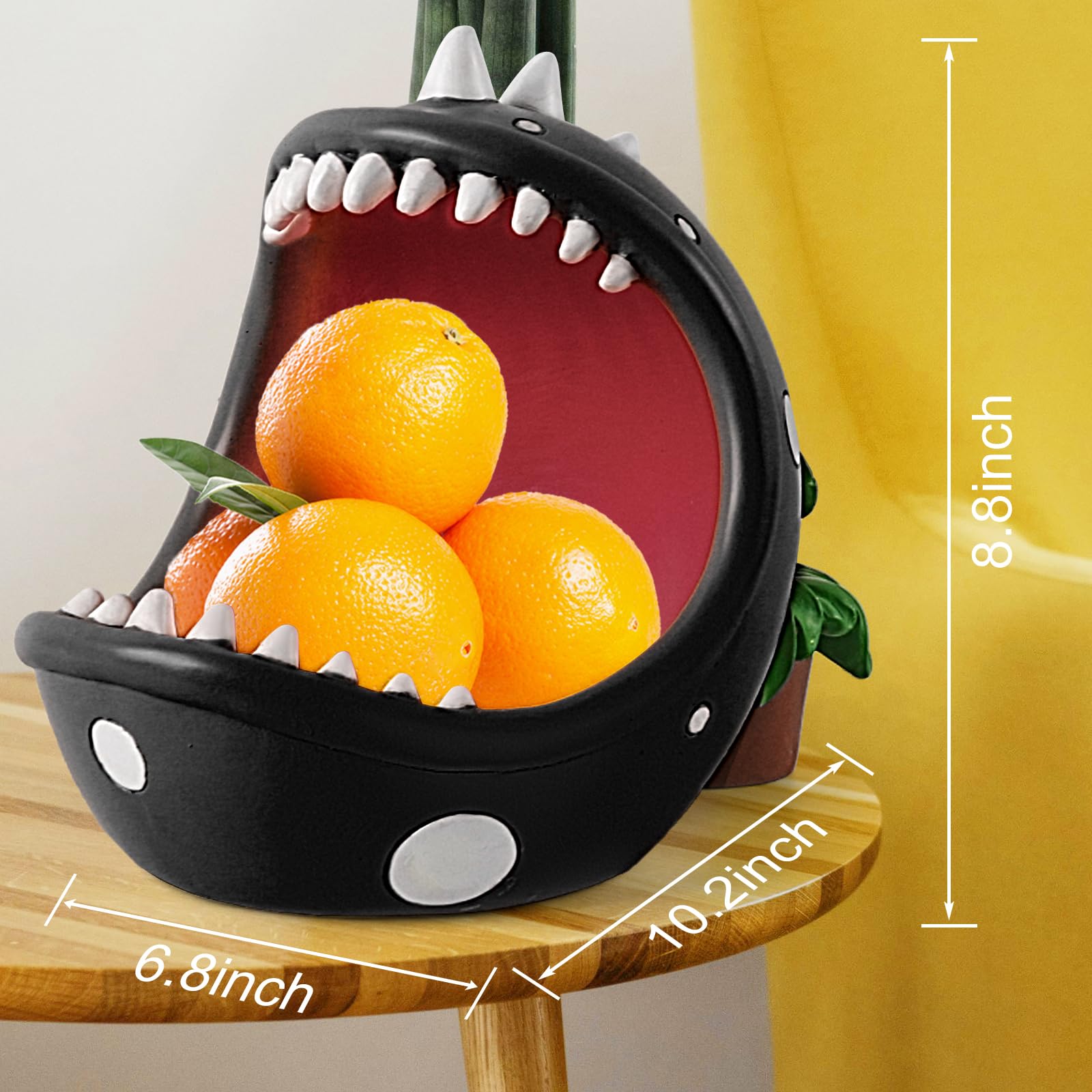 ehuoyan Piranha Plant Large Candy Bowl For Candy Dish Key Bowl Decorative Bowl Home Decorations Indoor Big Mouth Plant (Silver,