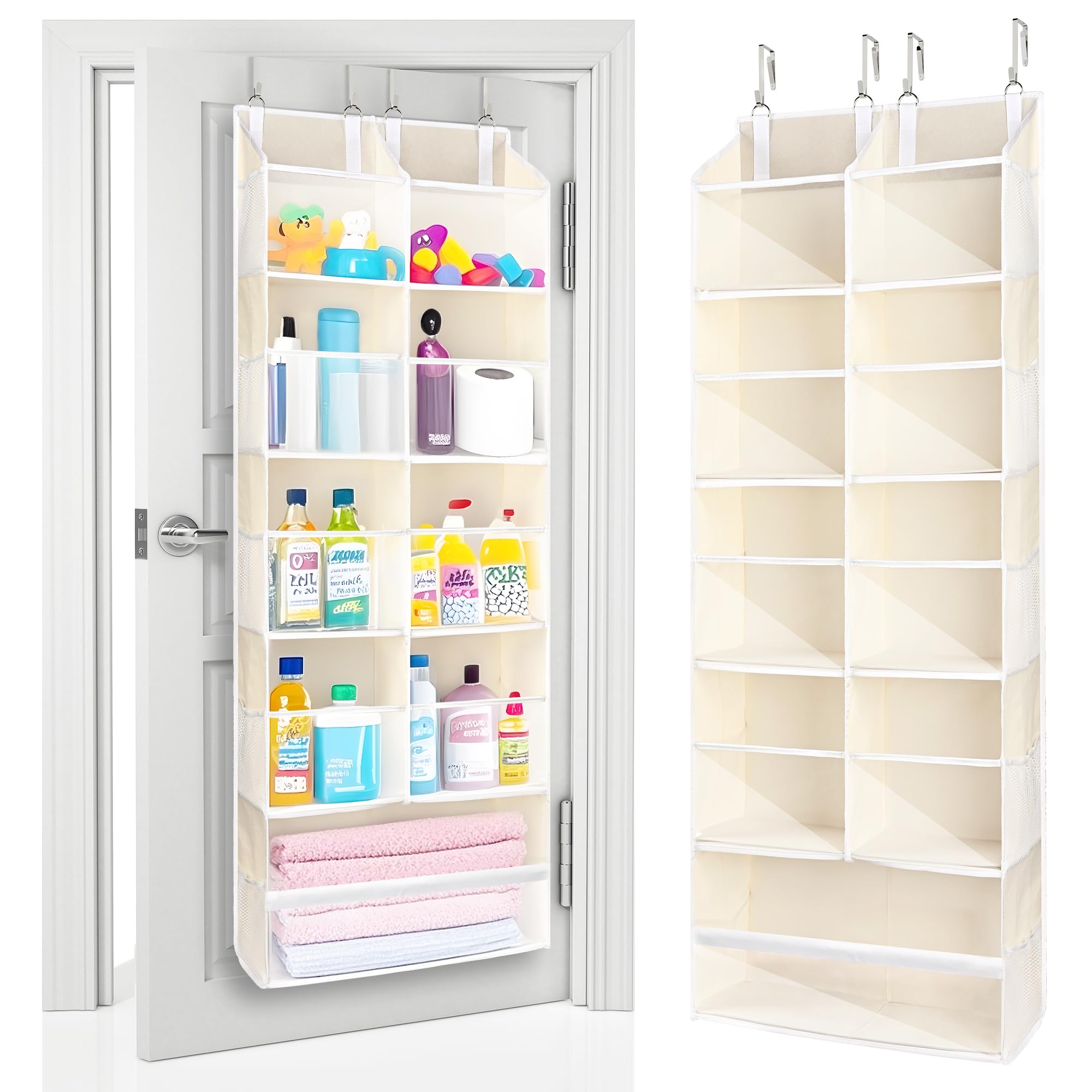 ULG Over the Door Organizer, 5-Tier Extra Large Hanging Storage with 10 Mesh Pockets, 100 lbs Capacity, Heavy Duty Door Organize