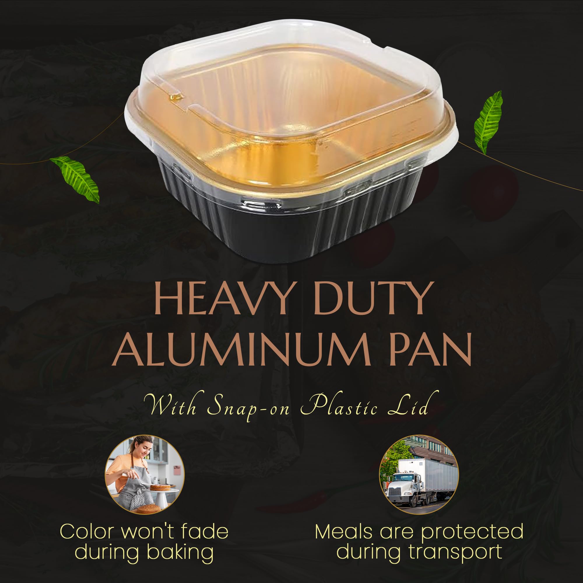 Kitchendance Disposable Foil Cake And Dessert Cup Set With Lid - 4.5 X 4.5'' Square Cake Baking Pan For Hotels, Restaurants, Hea