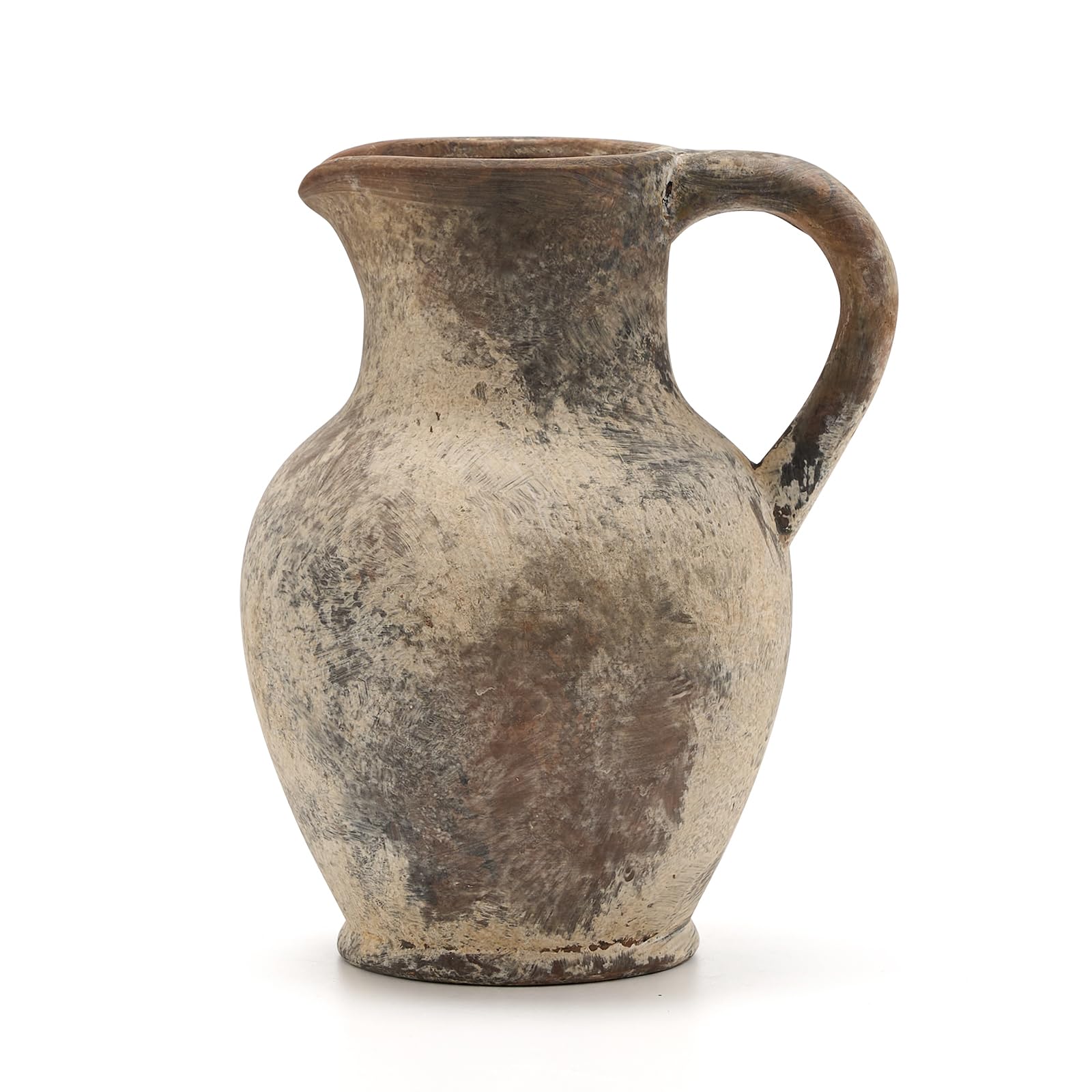 SIDUCAL Ceramic Rustic Farmhouse Vase with Handle, Terracotta Vase, Minimalist Decorative Vases for Home Decor, Table, Living Ro