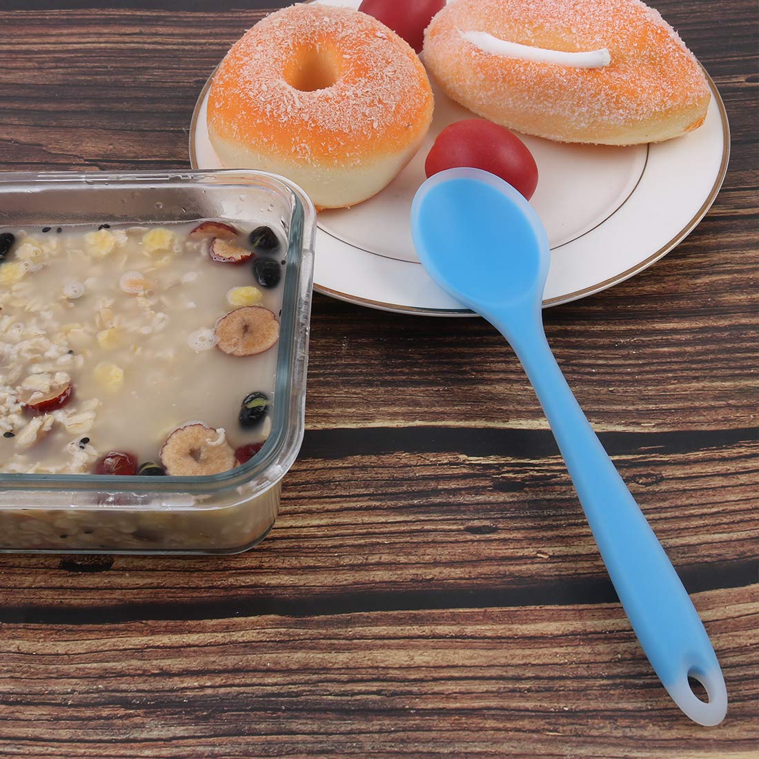 Uxcell Silicone Dinner Spoon Table Spoon Dessert Spoon Utensils For Kitchen Restaurant Blue