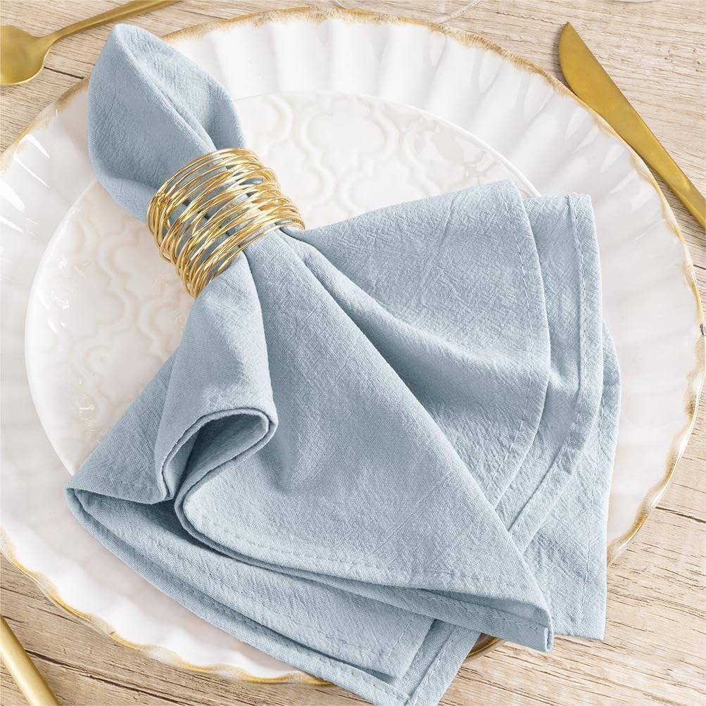 Mlmw Silver Blue Cloth Napkins Set Of 8 Spring Linen Cotton Dinner Napkins Cloth Bulk Washable 16''  16'' For Wedding Party Baby