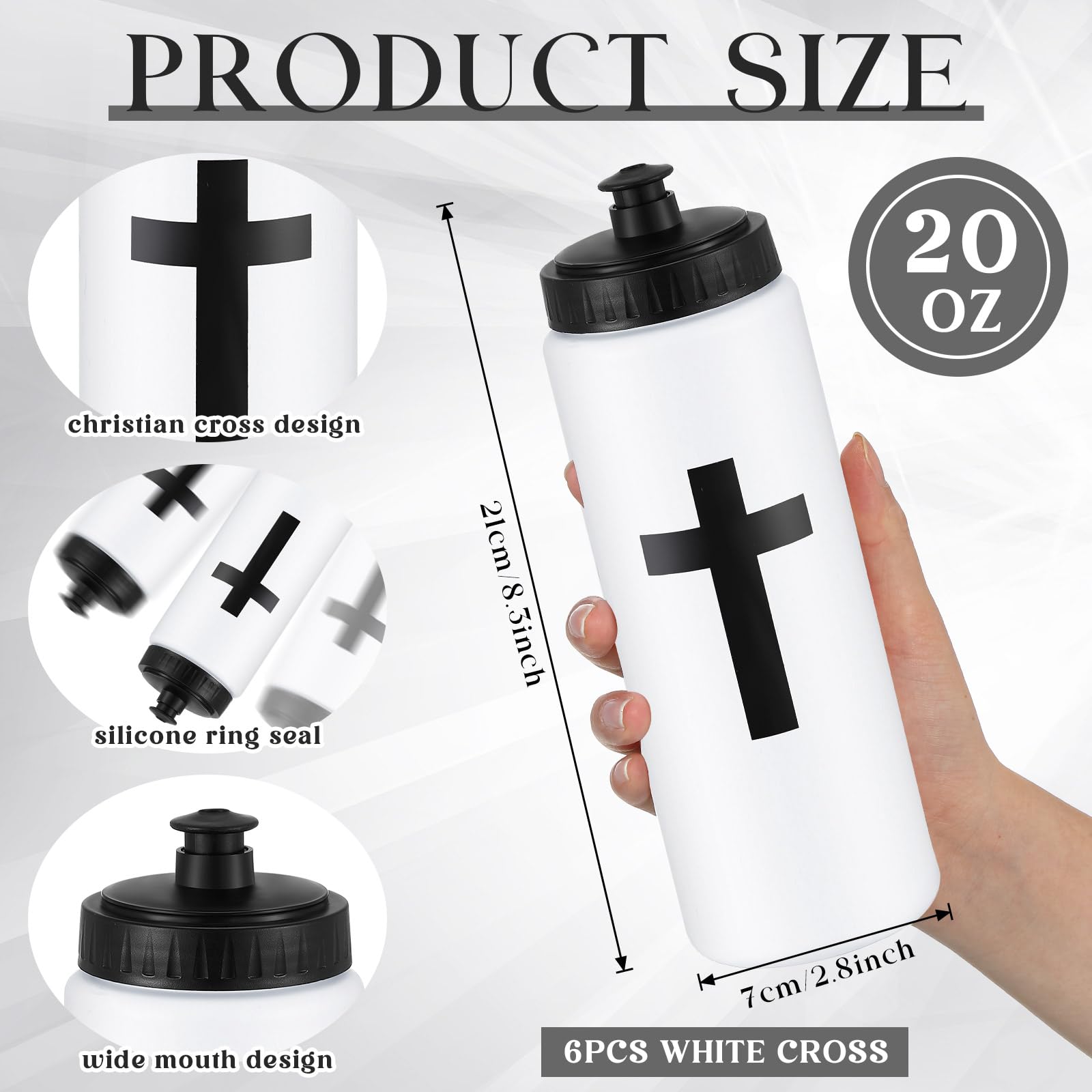 Honeydak Cross Water Bottle Christian Gifts for Women Religious Squeeze Water Cup 20 oz Sports Bottle with Pull Top Lid Birthday