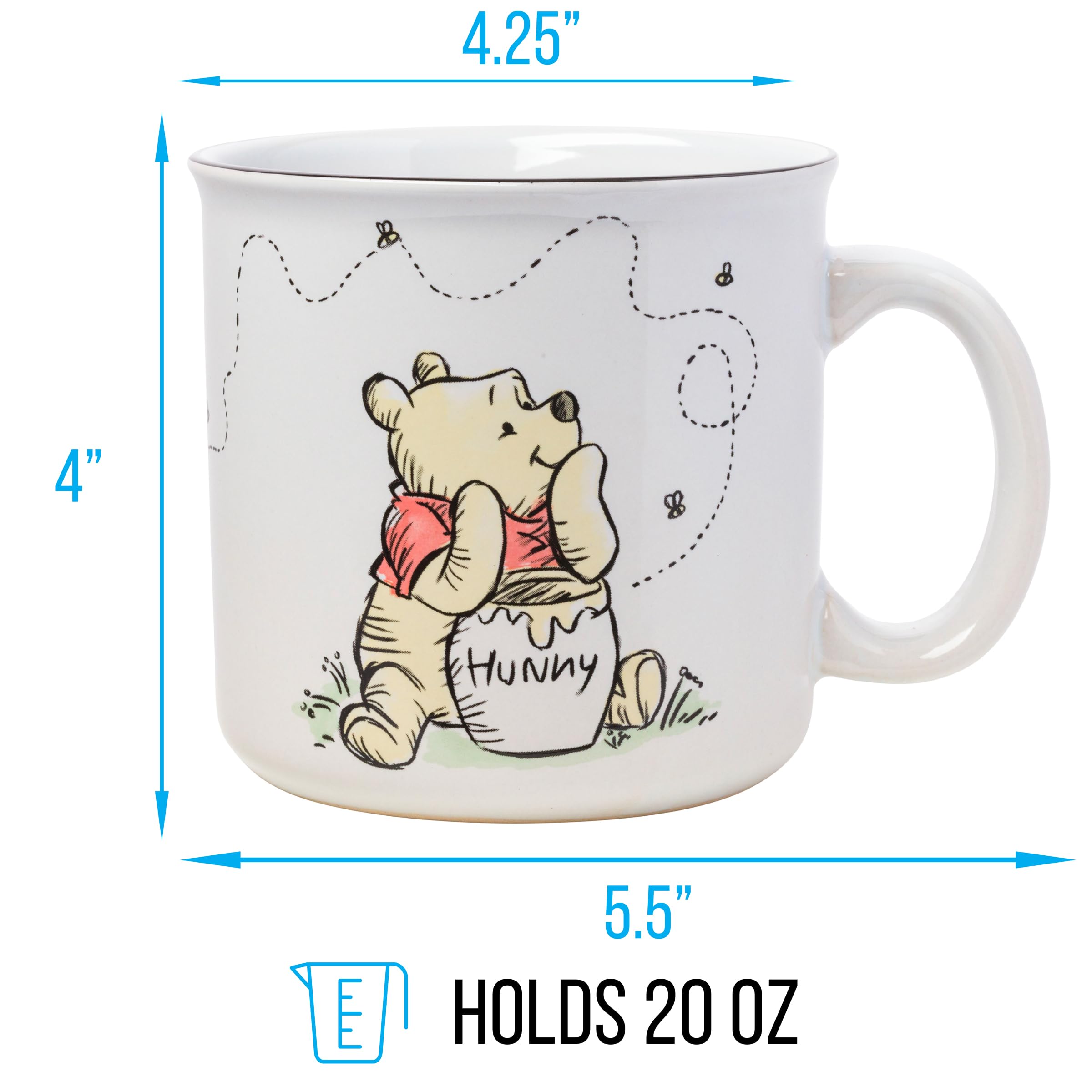 Silver Buffalo Disney Winnie the Pooh But First Hunny Piglet Ceramic Camper Mug, 20 Ounces, 1 Count (Pack of 1)