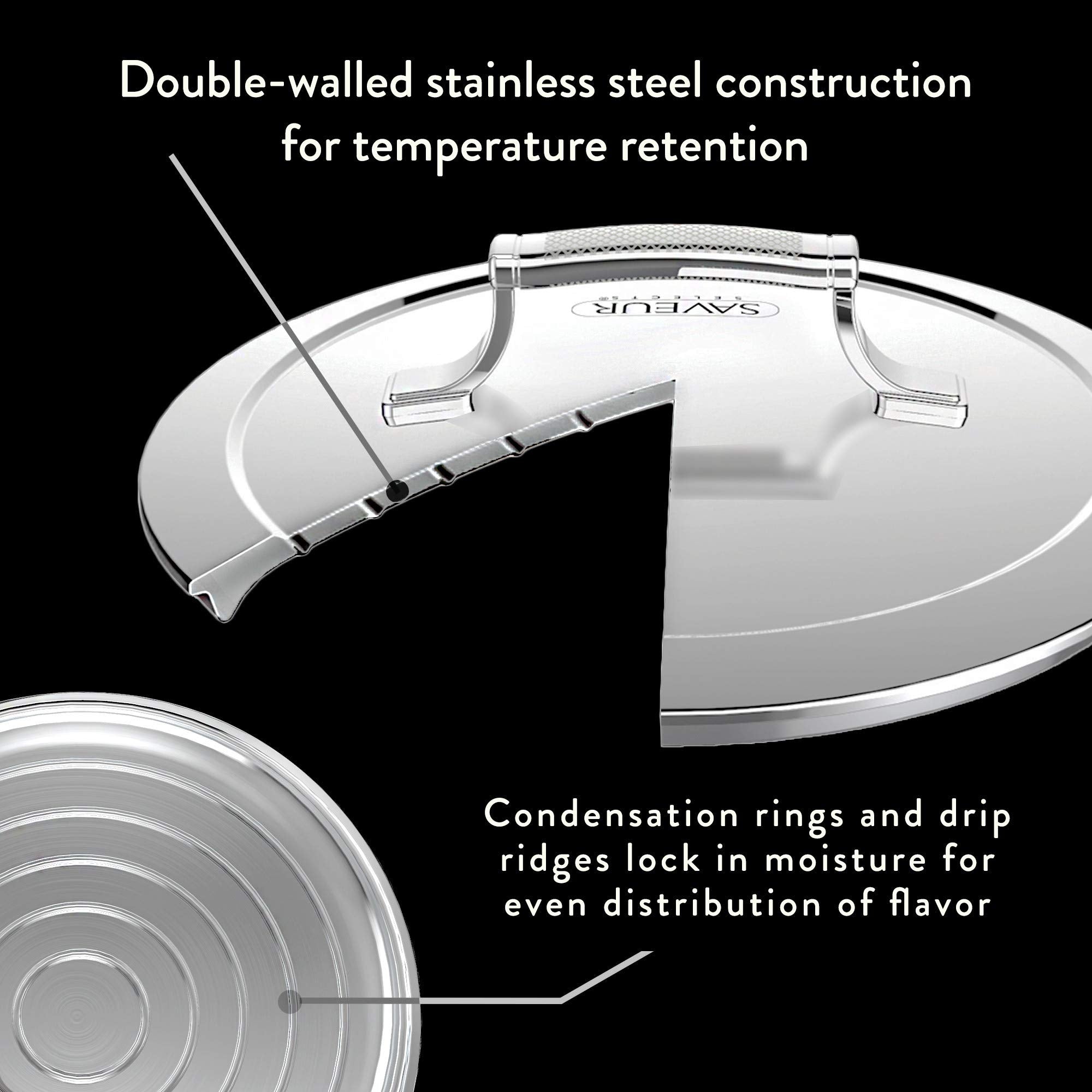 SAVEUR SELECTS Tri-ply Stainless Steel 5-Quart Sauteuse with Lid, Induction-ready, Dishwasher Safe, Voyage Series