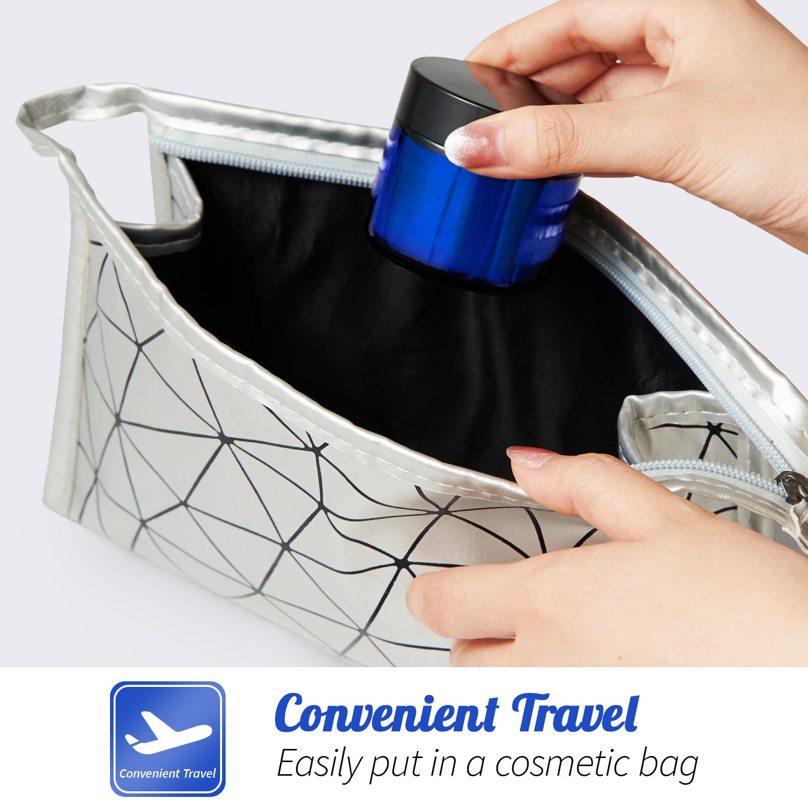 2Oz Jars With Lids, Hoa Kinh 24 Pack Blue Glass Jars With Lids Empty Cosmetic Containers Round Airtight Glass Jar With Inner Lin