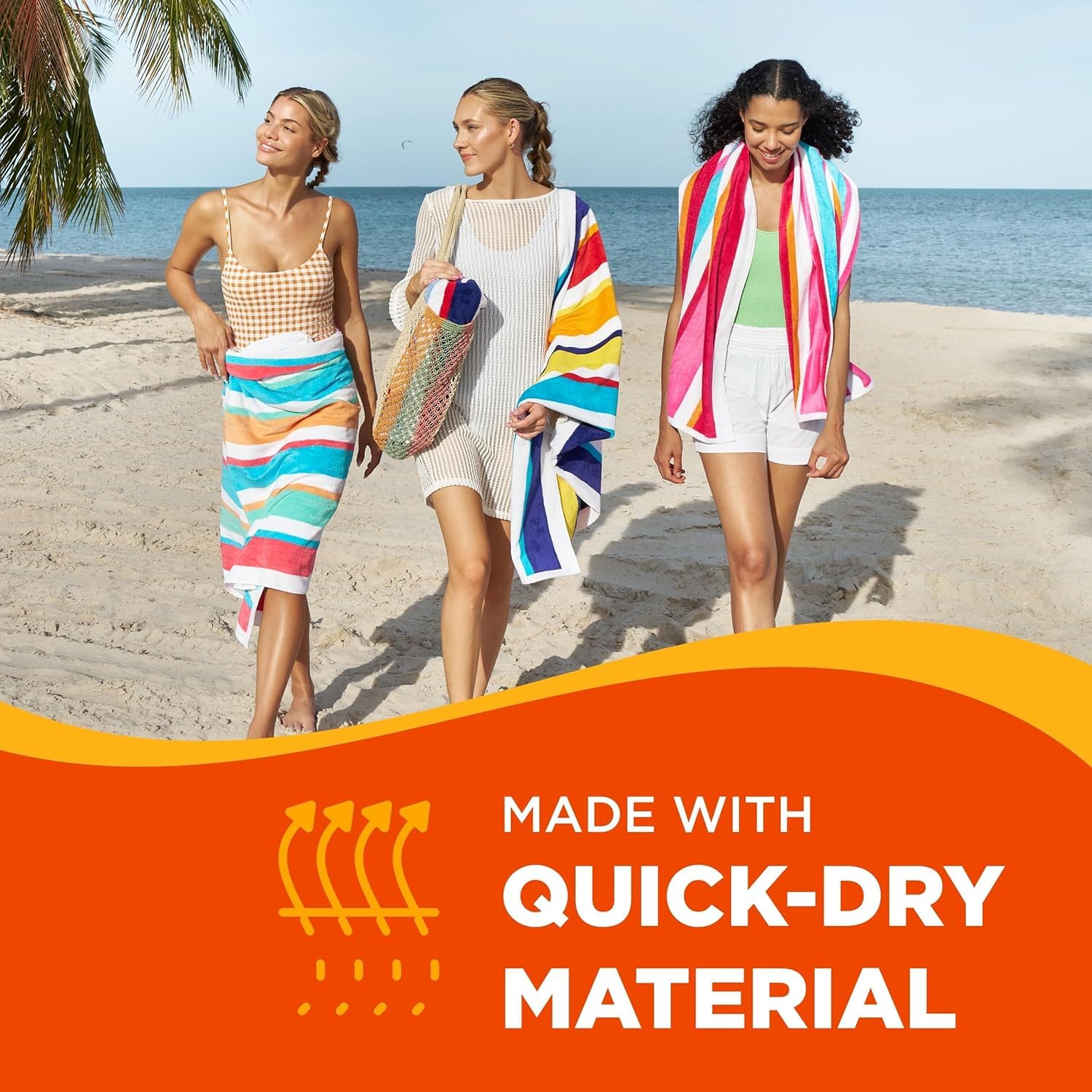 Kaufman - Joey Velour Colored Classic Multi-Color Stripe Beach & Pool Towel - Large 100% Combed Cotton Beach Towel - Soft & Abso