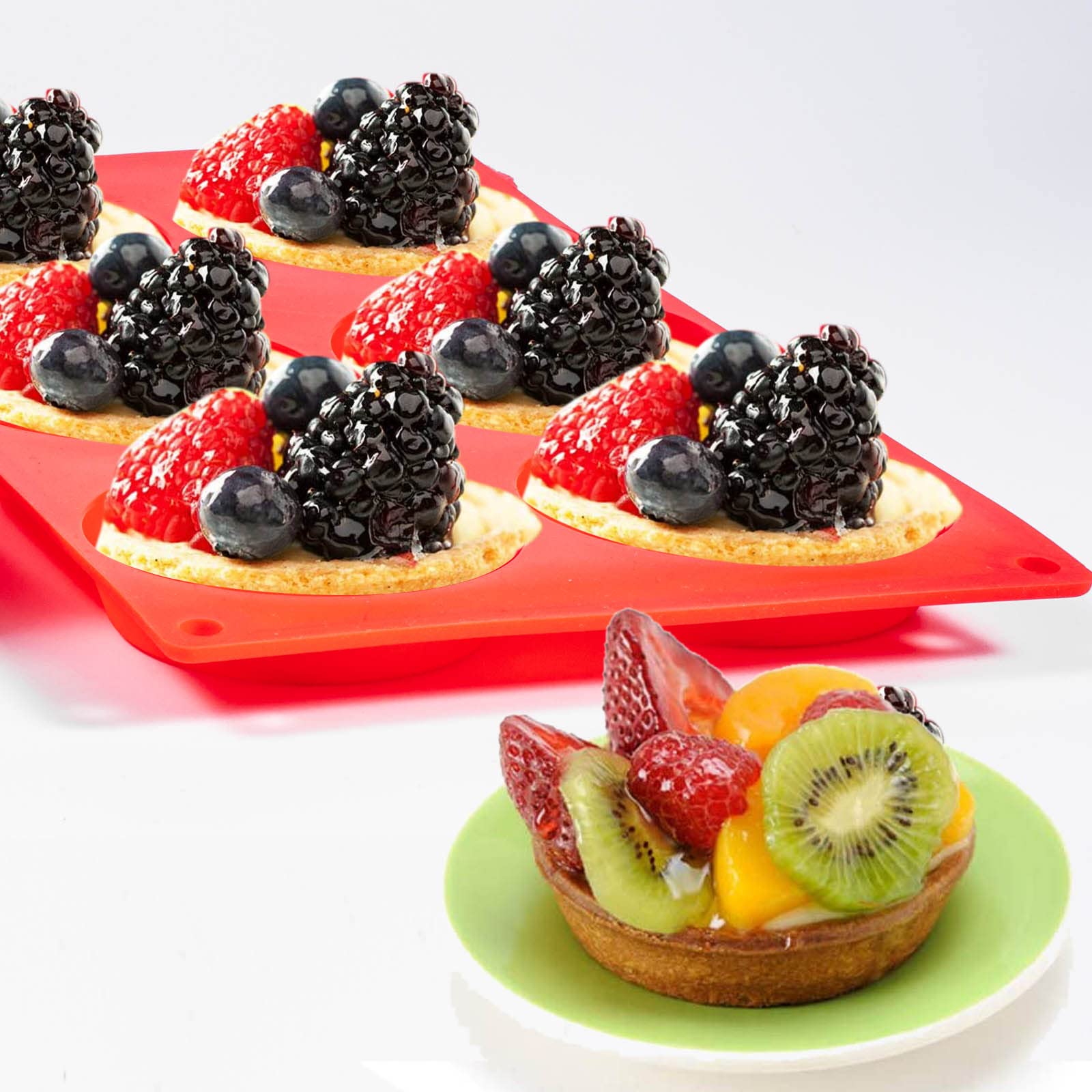 Silicone Muffin Top Pans, 2 Pack Non-Stick 3'' Whoopie Pie Baking Pan 3 Inch Round Tray Silicone Egg Sandwich Molds For Mini Cak