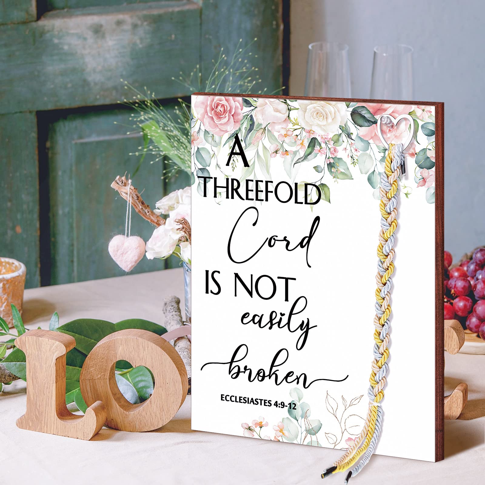 Yookeer a Cord of Three Strands a Threefold Cord Wedding Unity Sign Marriage Art Wood Framed Braid for Wedding Ceremony Ideas Co