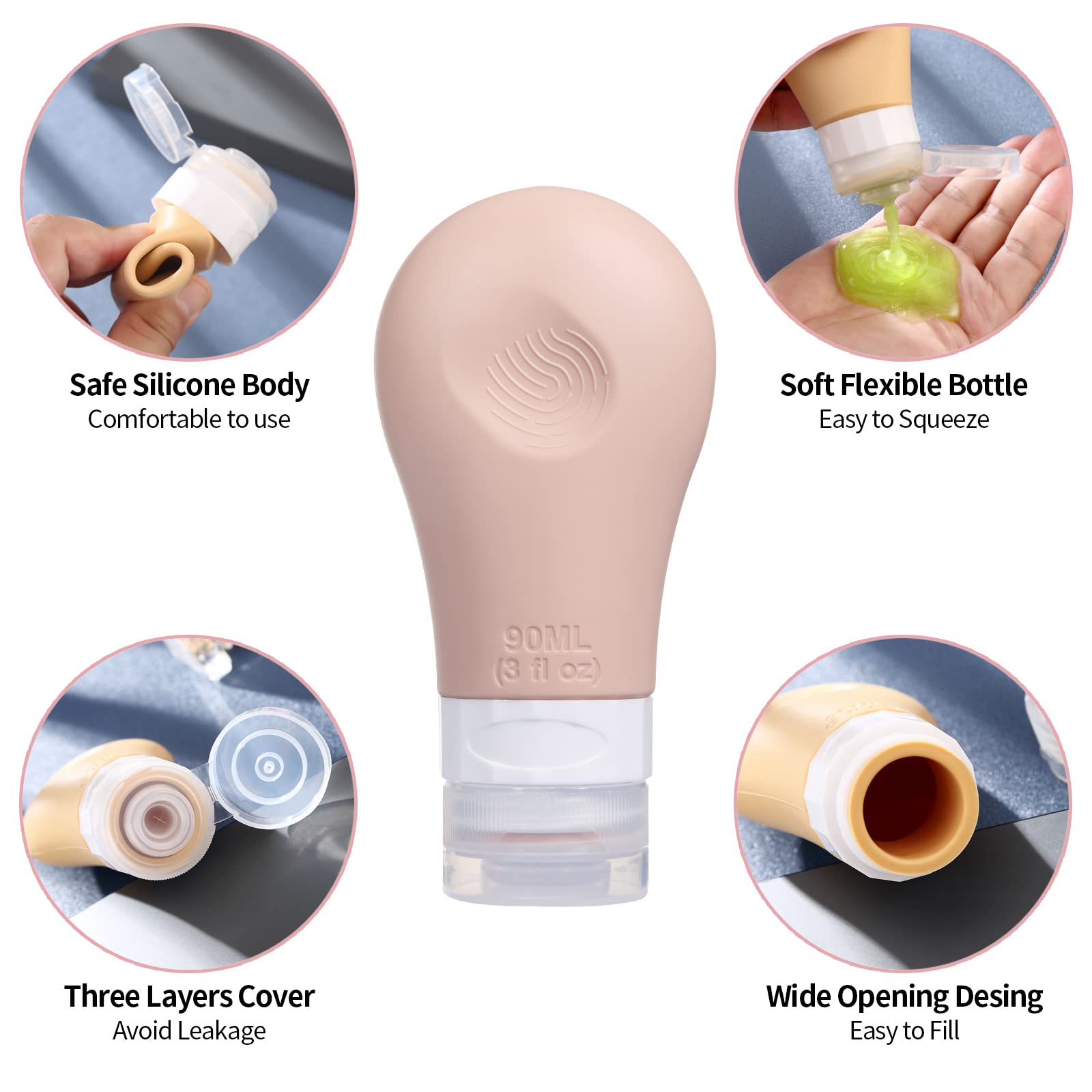 16 Pack Travel Bottles Set for Toiletries  Gemice TSA Approved Travel Size Containers Leak Proof Silicone Squeezable Tubes Travel Accessories 2oz 3oz for Shampoo Conditioner Lotion Body Wash