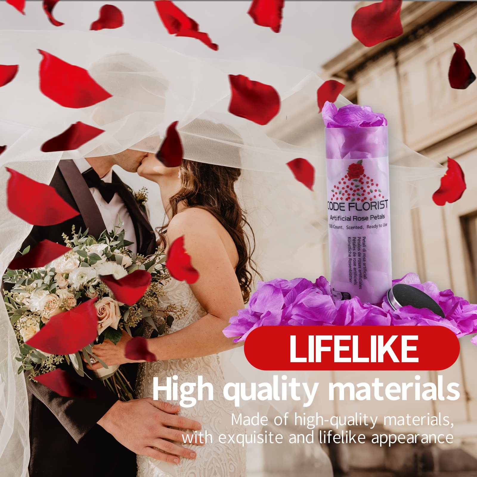 CODE FLORIST 1500 PCS Light Purple Silk Rose Petals for Valentines Day,Romantic Night,Wedding,Proposal Anniversary Flower Decor