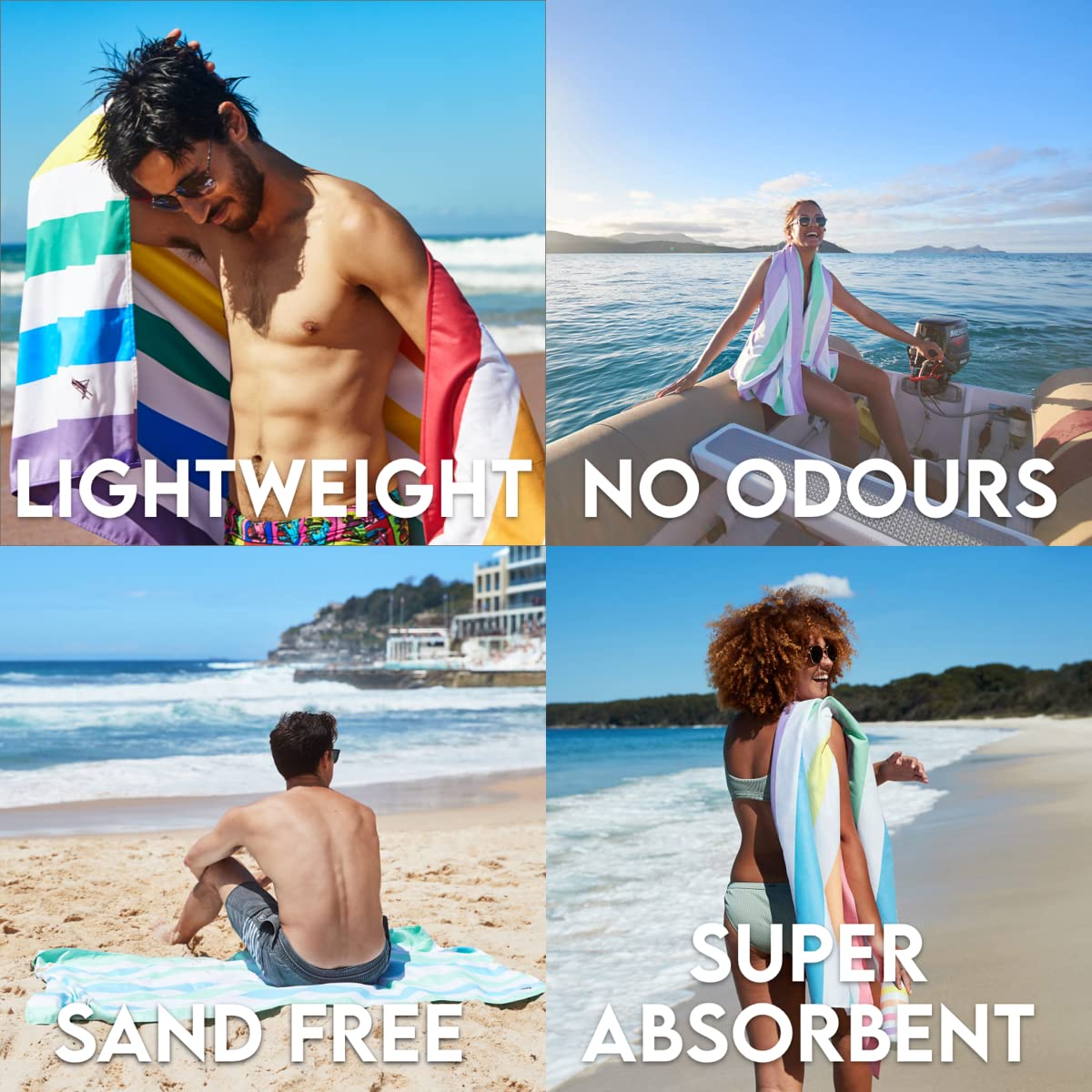Dock & Bay Customized Beach Towel - Quick Dry, Sand Free - Compact, Lightweight - 100% Recycled - Includes Bag - Summer - Rainbo