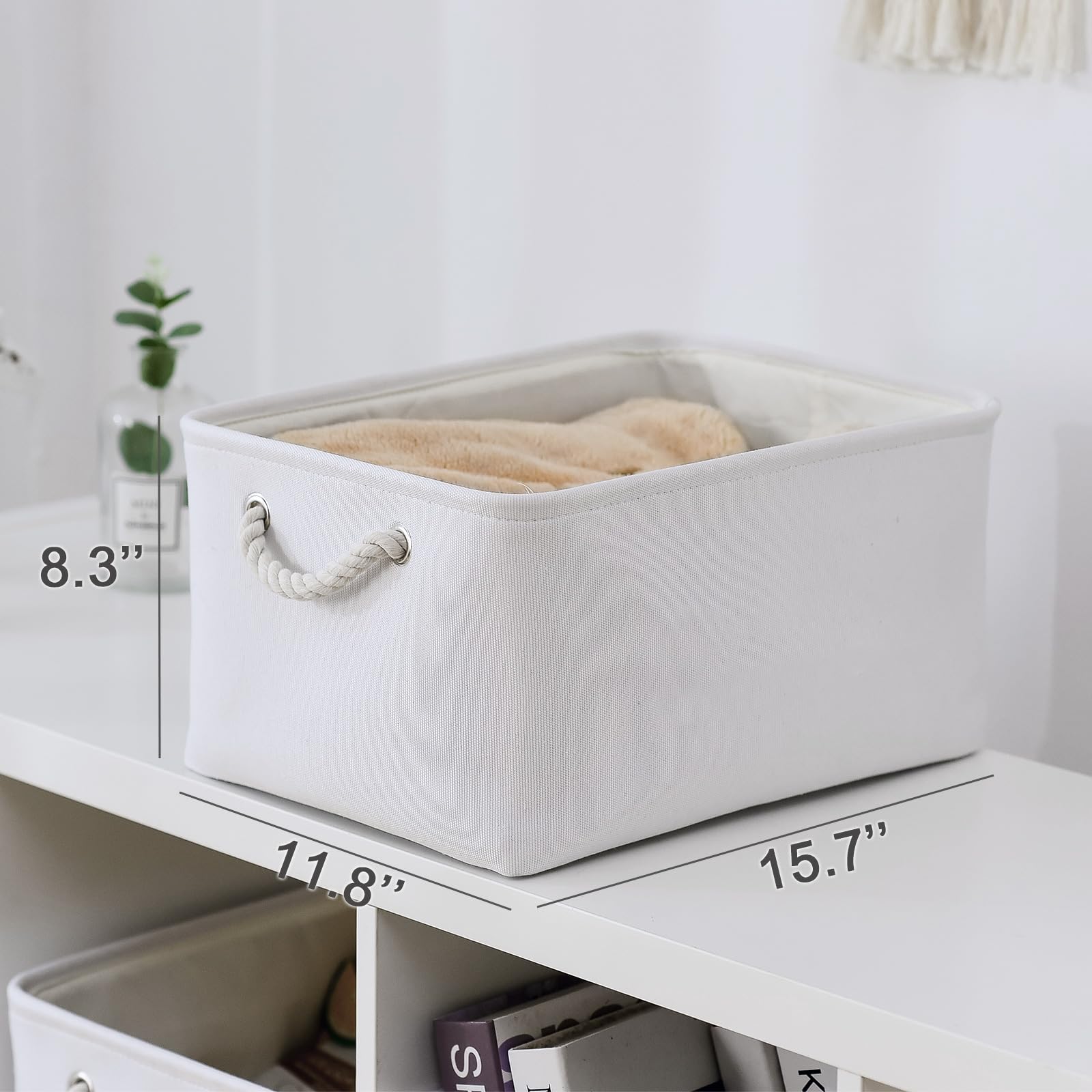 Thewarmhome Storage Basket For Gifts Empty - Large 3 Pack 15.7X11.8X8.2 Inch Storage Basket For Organizing With Handles, Canves
