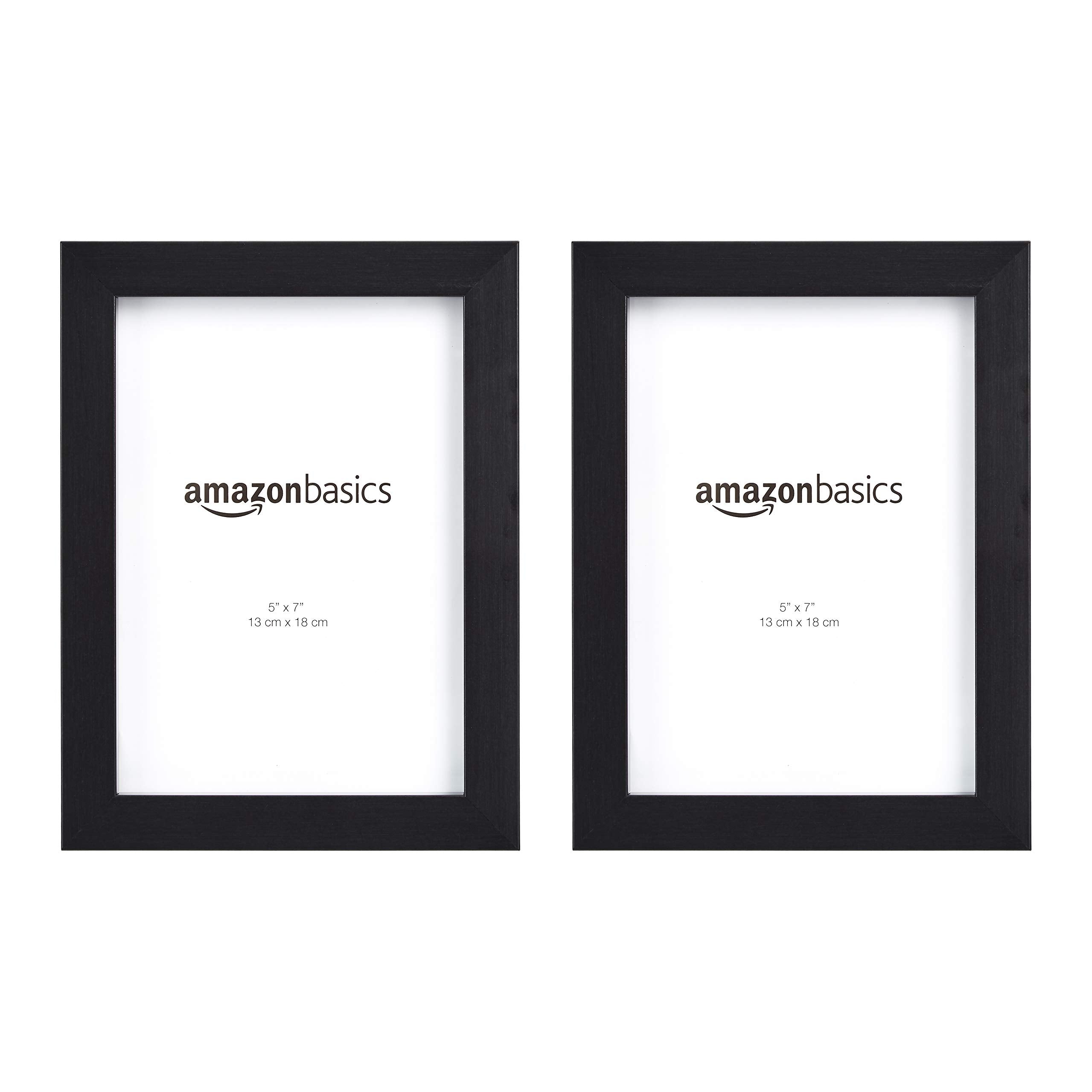 Amazon Basics Rectangular Photo Picture Frame, 5 x 7, Pack of 2, Black