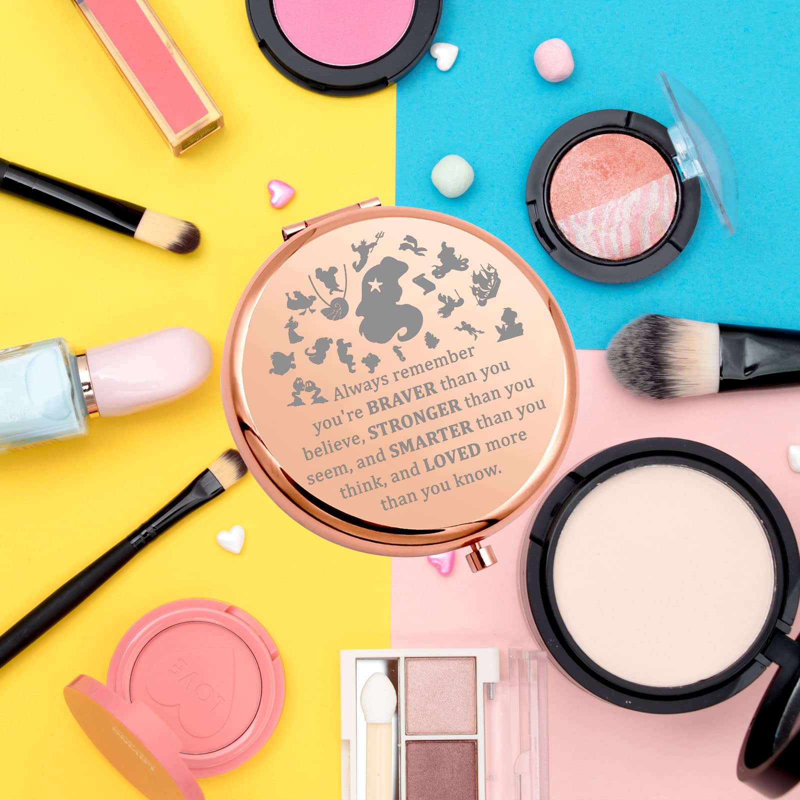 Wsnang Mermaid Makeup Mirror Princess Fans Gift You Are Braver Stronger Smarter Than You Think Travel Compact Pocket Makeup Mirr