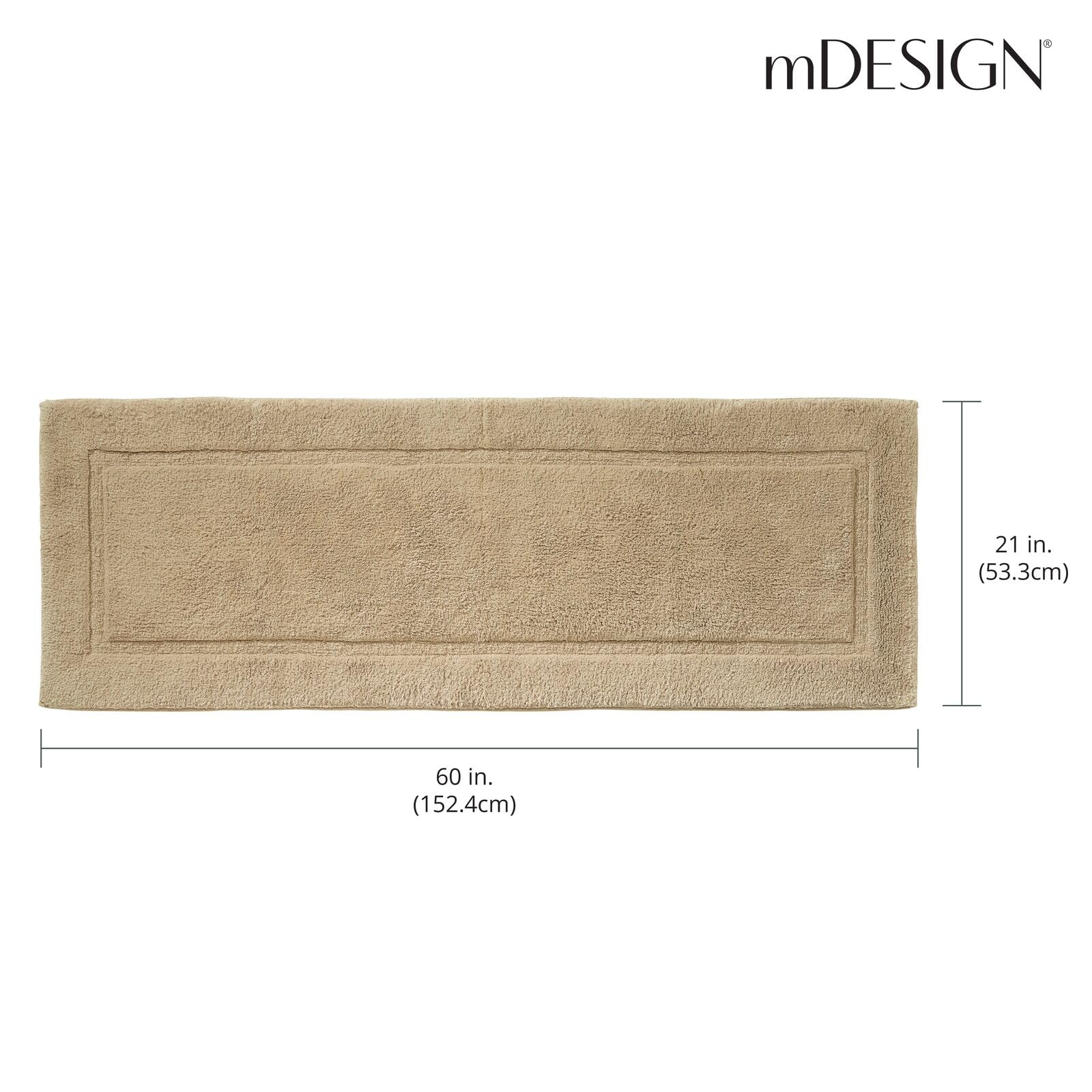 Mdesign Soft 100% Cotton Luxury Hotel-Style Rectangular Spa Mat Rug, Plush Water Absorbent, Decorative Border For Bathroom Vanit