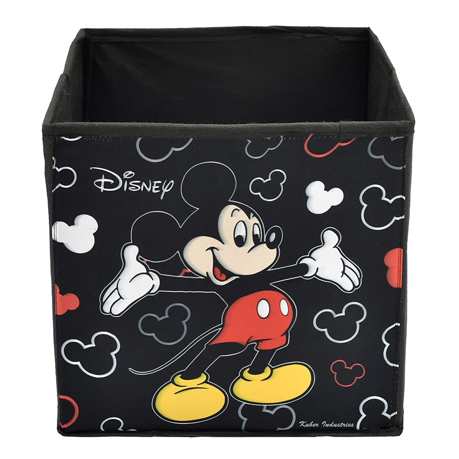 Kuber Industries Disney Mickey Print Foldable Cube Box|Non Woven Storage Box For Clothes|Storage Organizer For Toys, Books, Baby