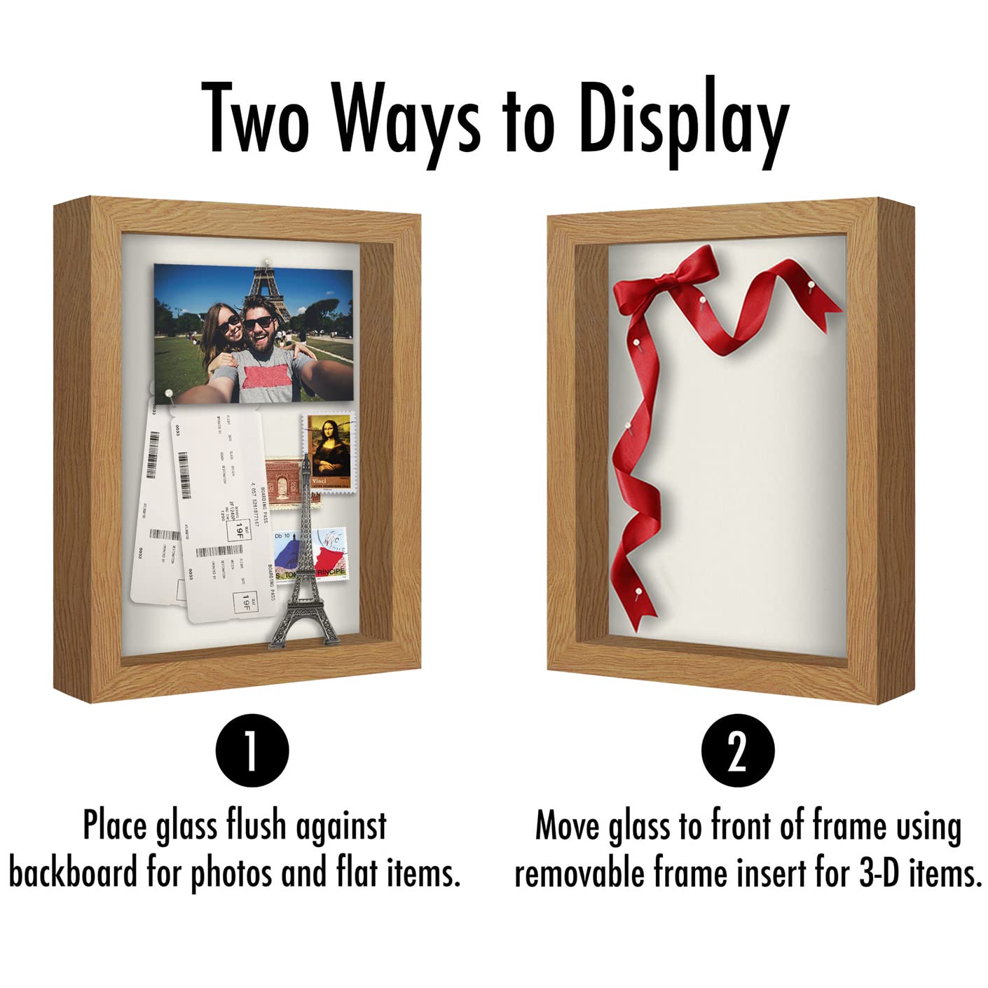 Americanflat 8x10 Shadow Box Frame with Shatter-Resistant Glass - Silhouette Collection - Large Shadow Box Display Case for Tabl