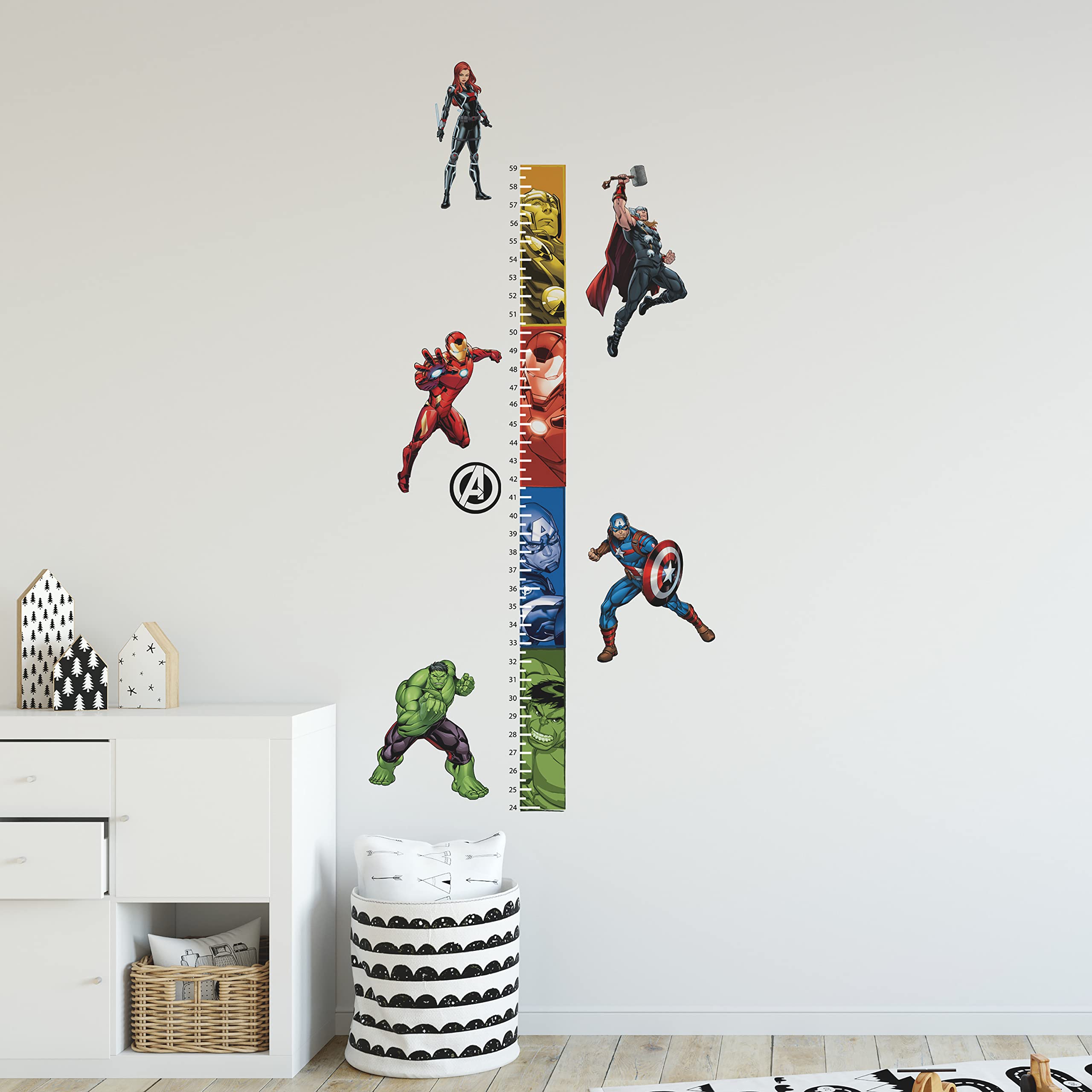 Roommates Rmk5198Gc Growth Chart Peel And Stick Wall Decals, Blue, Red, Black