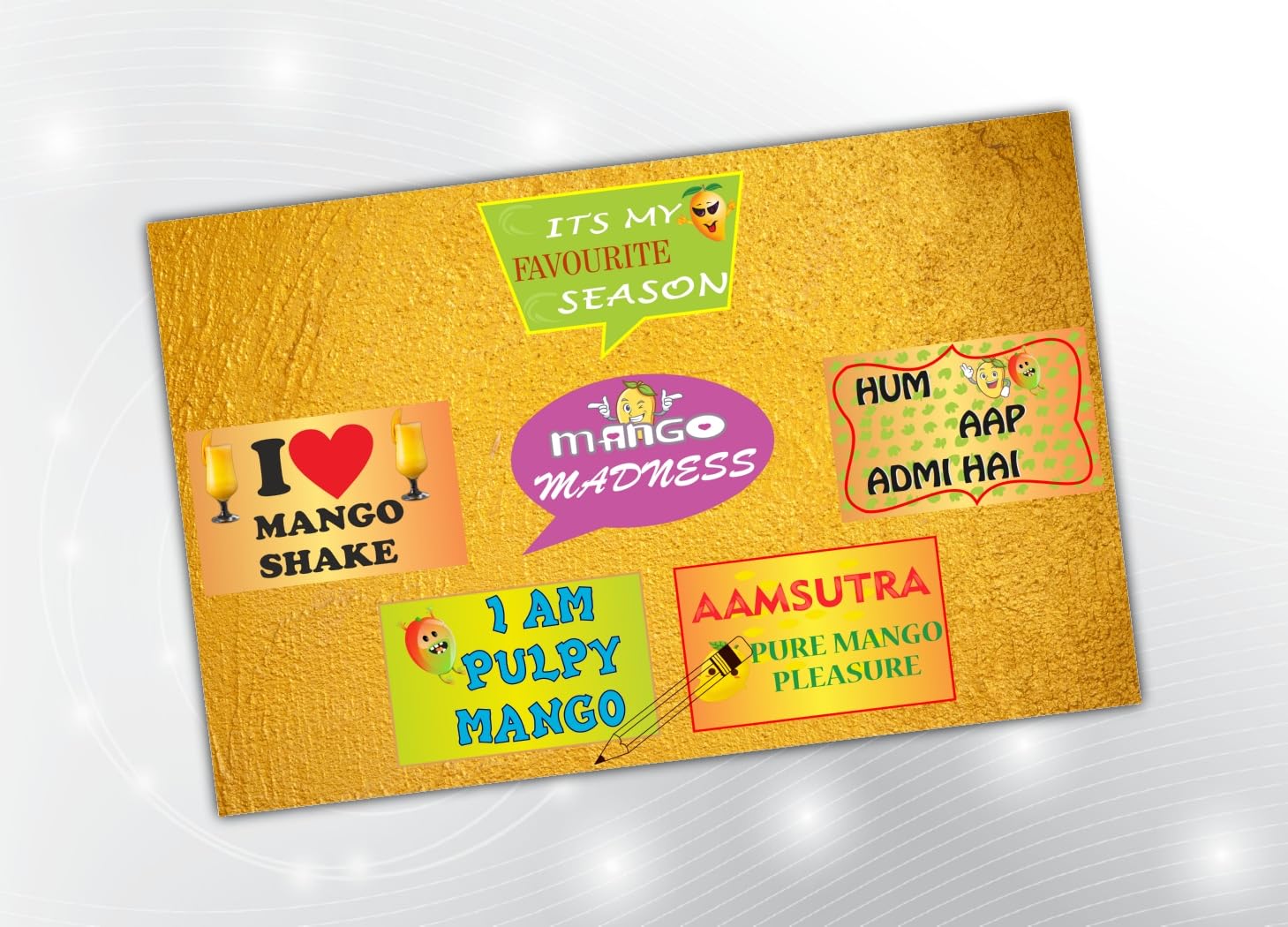 PartyStuff Mango Theme Props  Mango Party Props (6 Cards)