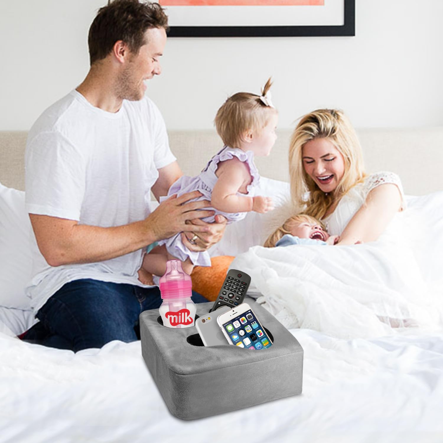 Couch Cup Holder Pillow, Nisdoing Couch Cup Holder Tray! Keep Your Drinks Hand Side And Keeptemp, Prevent Spills And Use Anywher