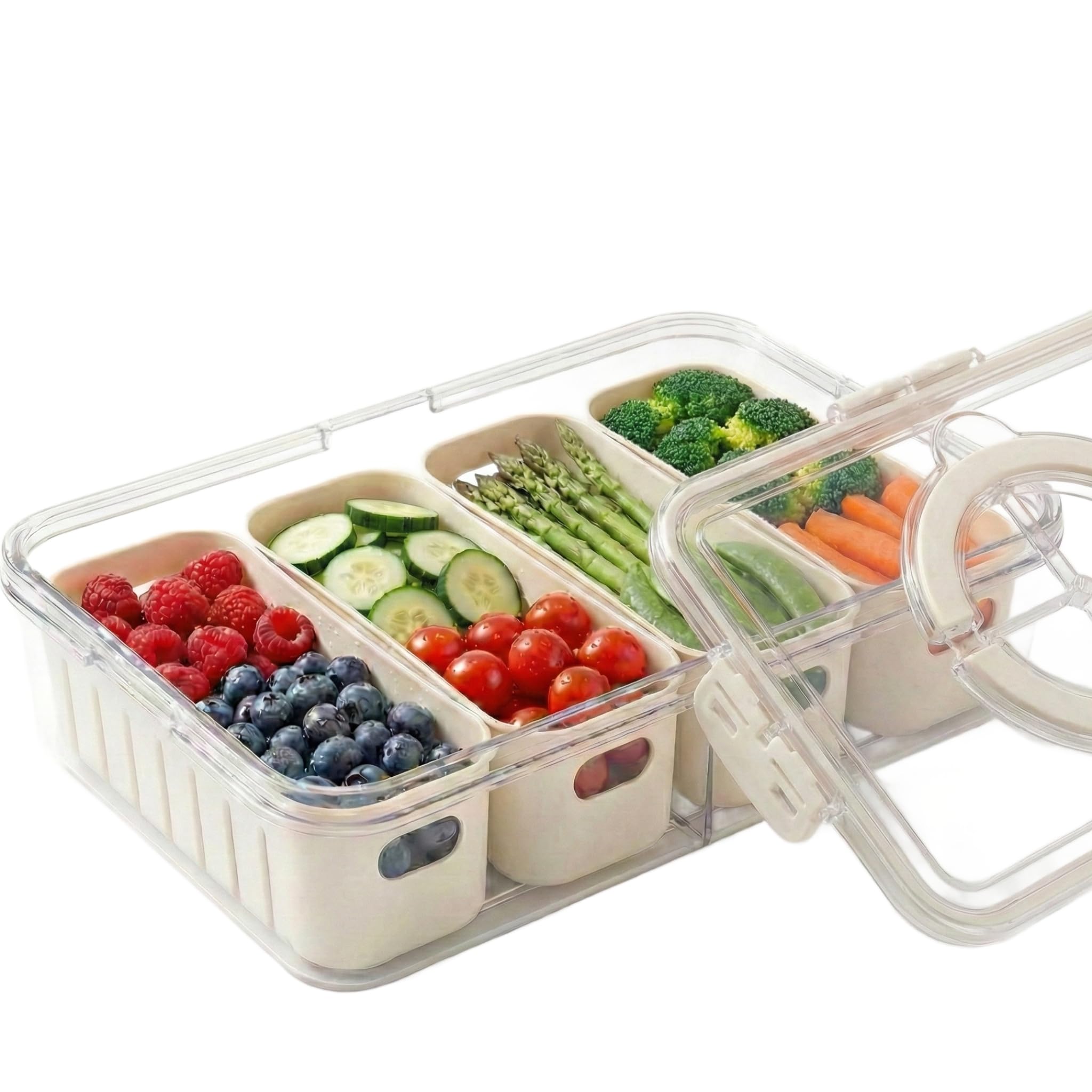 [Dishwasher Safe] Salad Bar Containers For Fridge, Veggie Containers For Refrigerator, Salad Prep Containers For Fridge, Veggie 