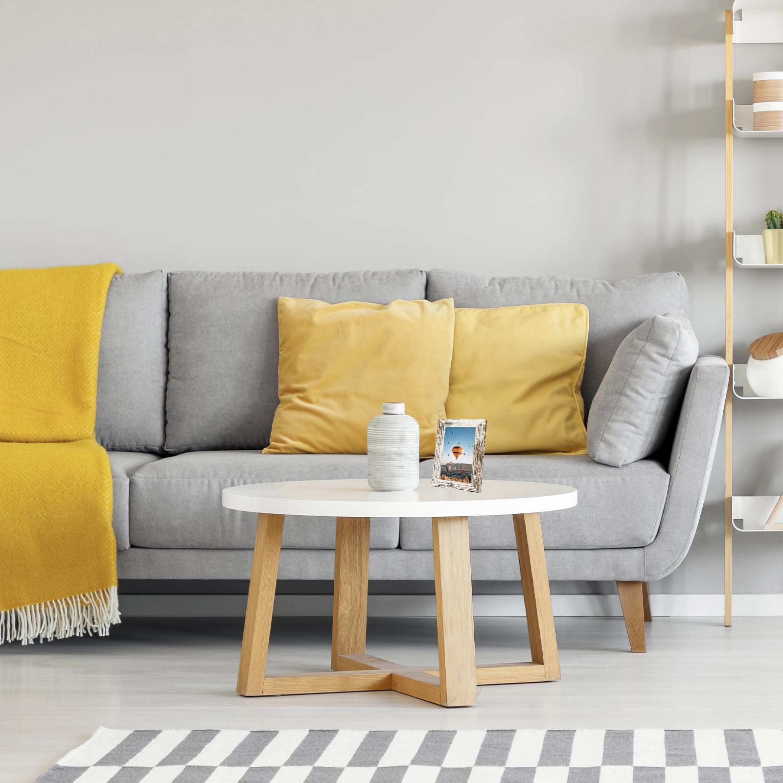 JCJMY 3x5 Picture Frame for Tabletop, 3 x 5 Photo Frame with Shatter Resistant Plexiglass, Sturdy 3 by 5 Poster Frame, Rustic Wh