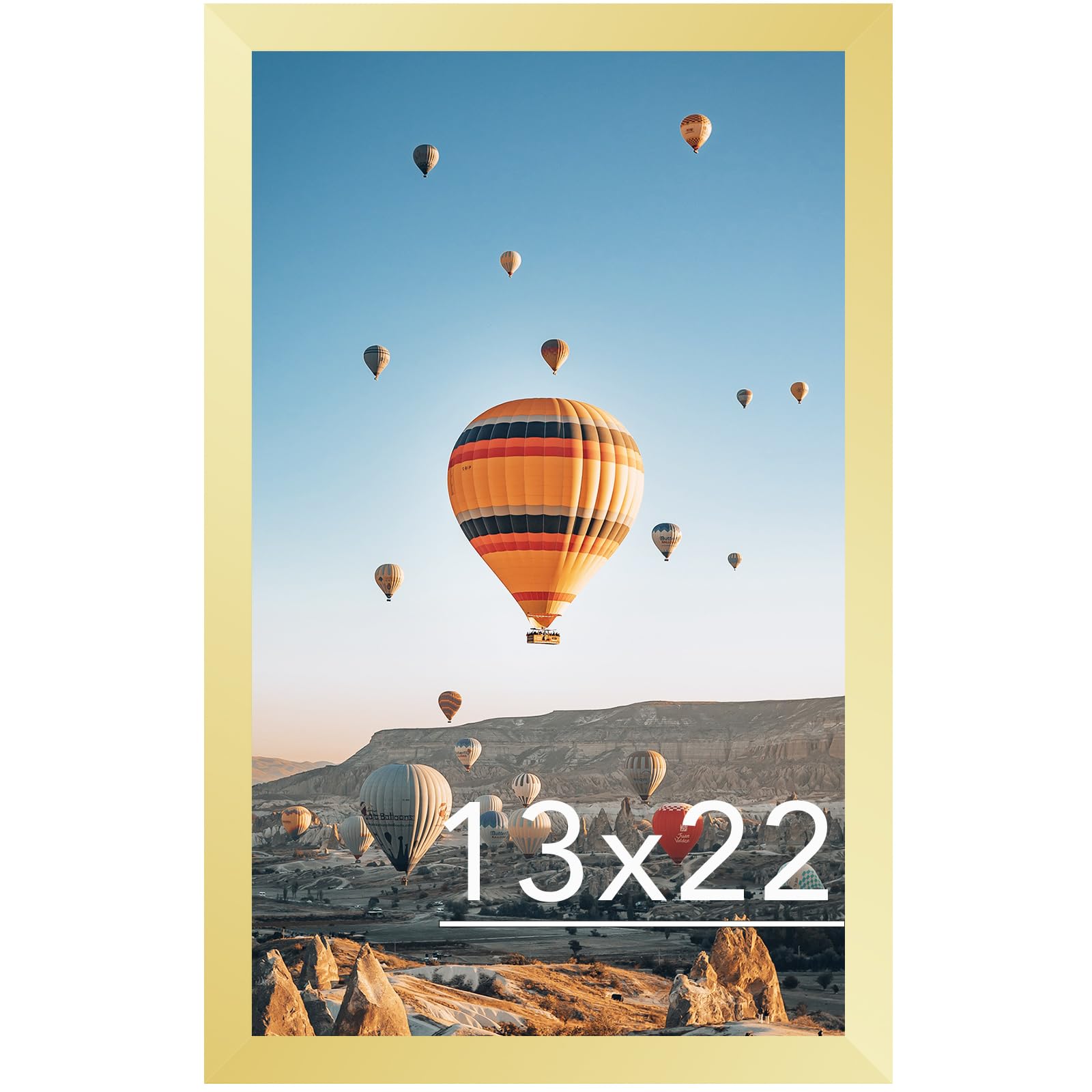 JCJMY 13x22 Picture Frame Gold for Poster Photo Picture, Horizontal and Vertical Formats for Wall Hanging, 13 x 22 Wall Gallery 