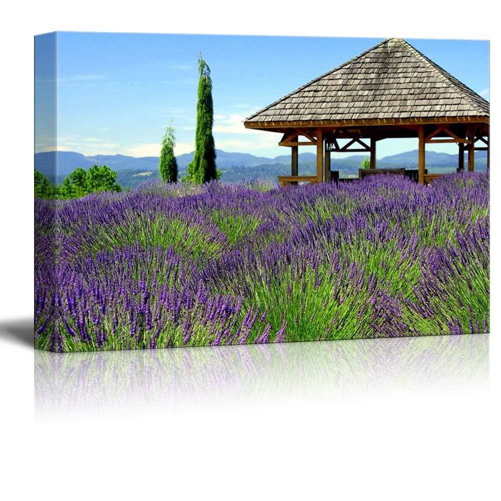Canvas Prints Wall Art - Beautiful Scenery Gazebo In Lavender Field | Modern Wall Decor/Home Art Stretched Gallery Canvas Wraps