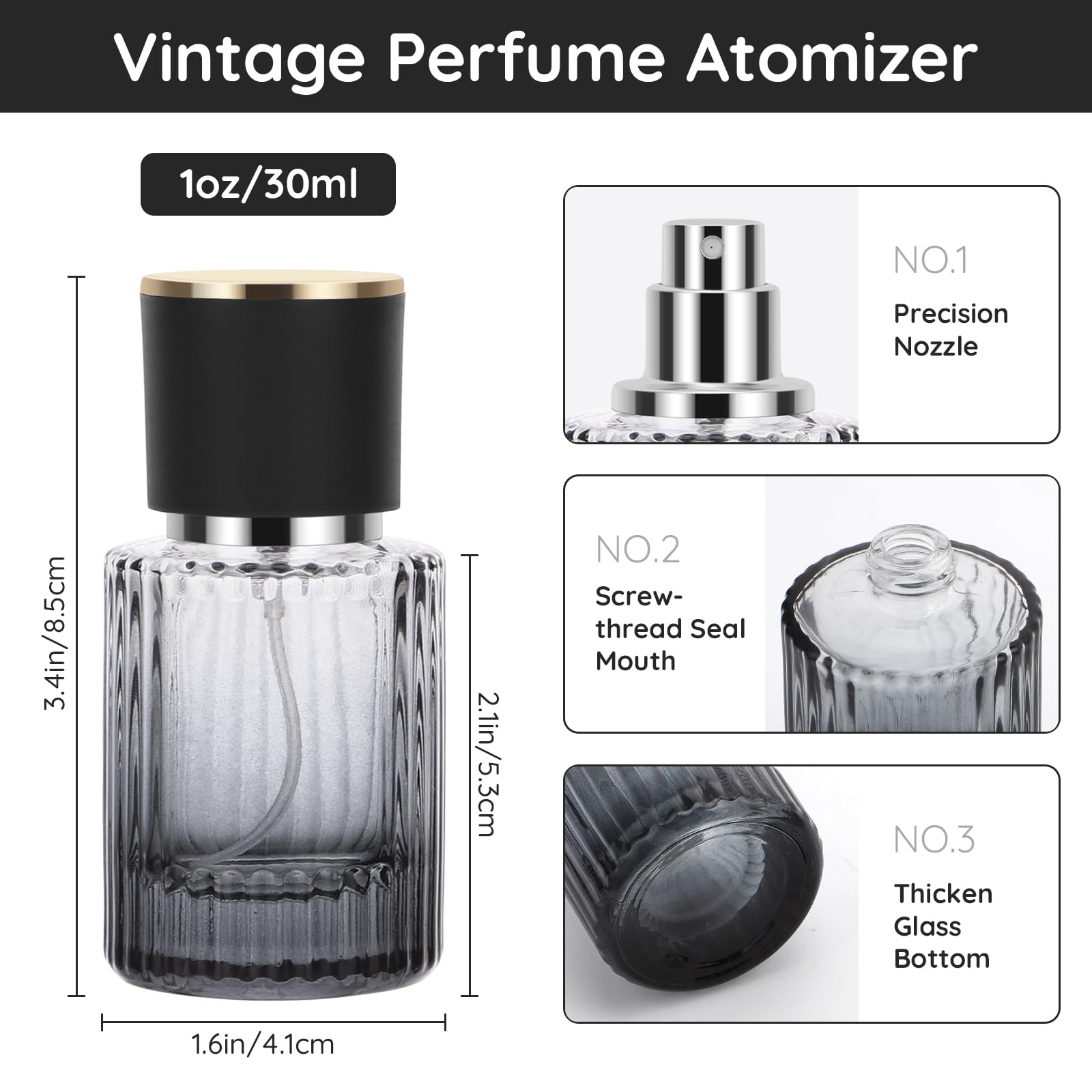 Segbeauty 1Oz Perfume Spray Bottle, 30Ml Empty Fine Mist Cologne Glass Bottle, Pack Of 4 Large Travel Refillable Perfume Dispens