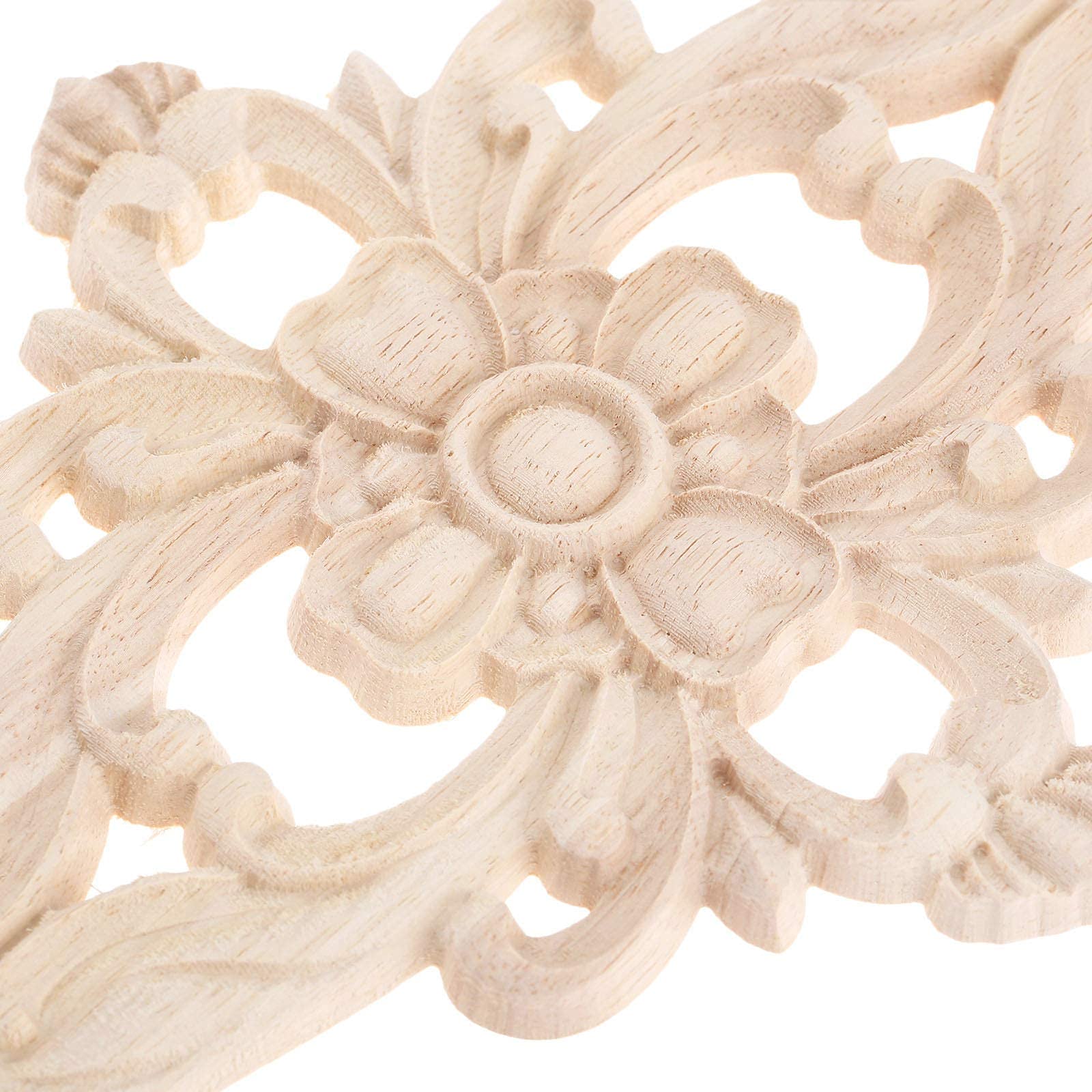 MUXSAM 4-Pack Wood-Carved Furniture Applique Onlay 27x14cm/10.63''x5.51''  Center Flower Decal for Cupboard Dresser Cabinet Chest Bed Door Wall Wardrobe Ceiling
