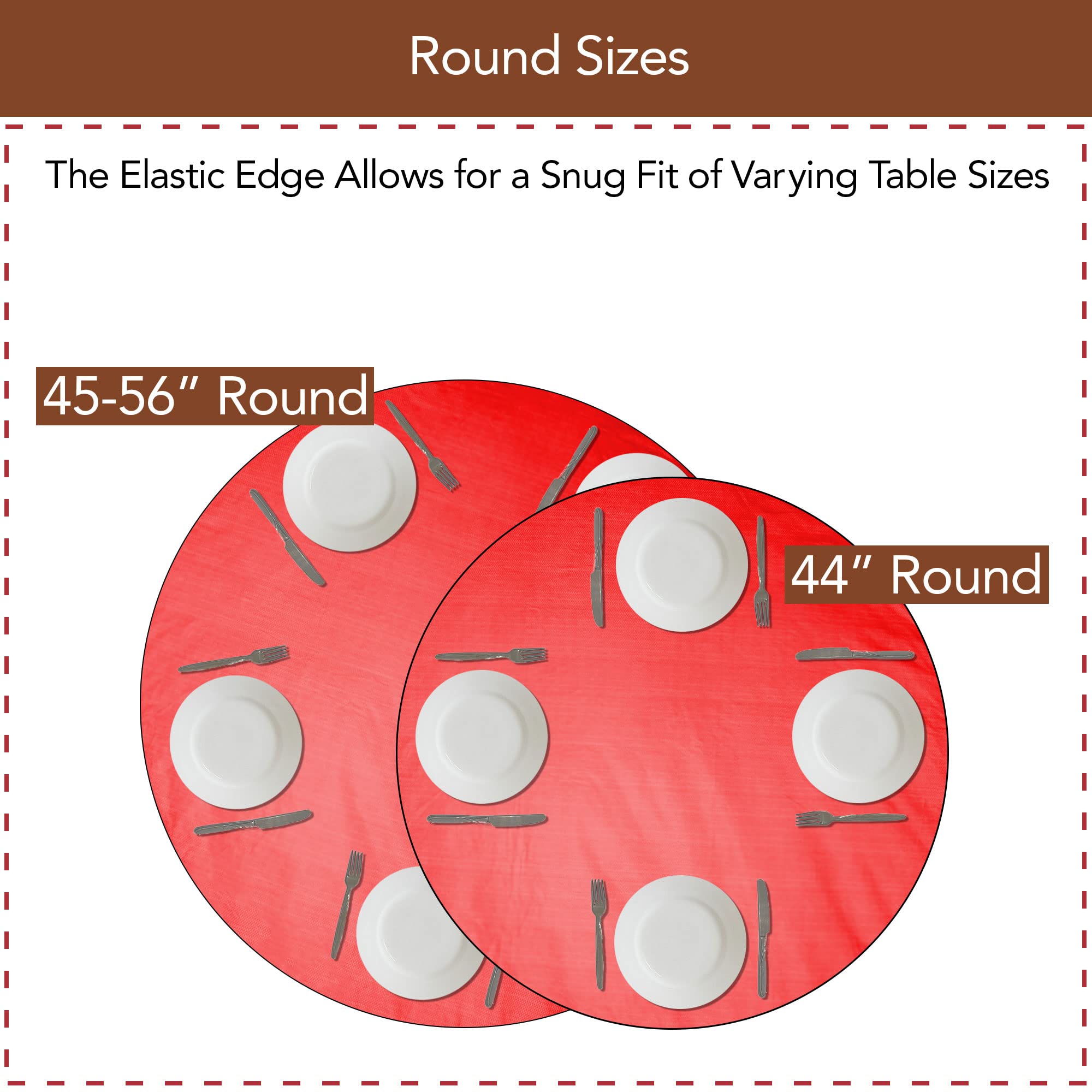 Covers For The Home Deluxe Elastic Edged Flannel Backed Vinyl Fitted Table Cover - Red Pattern - Valentine'S Day - Large Round -