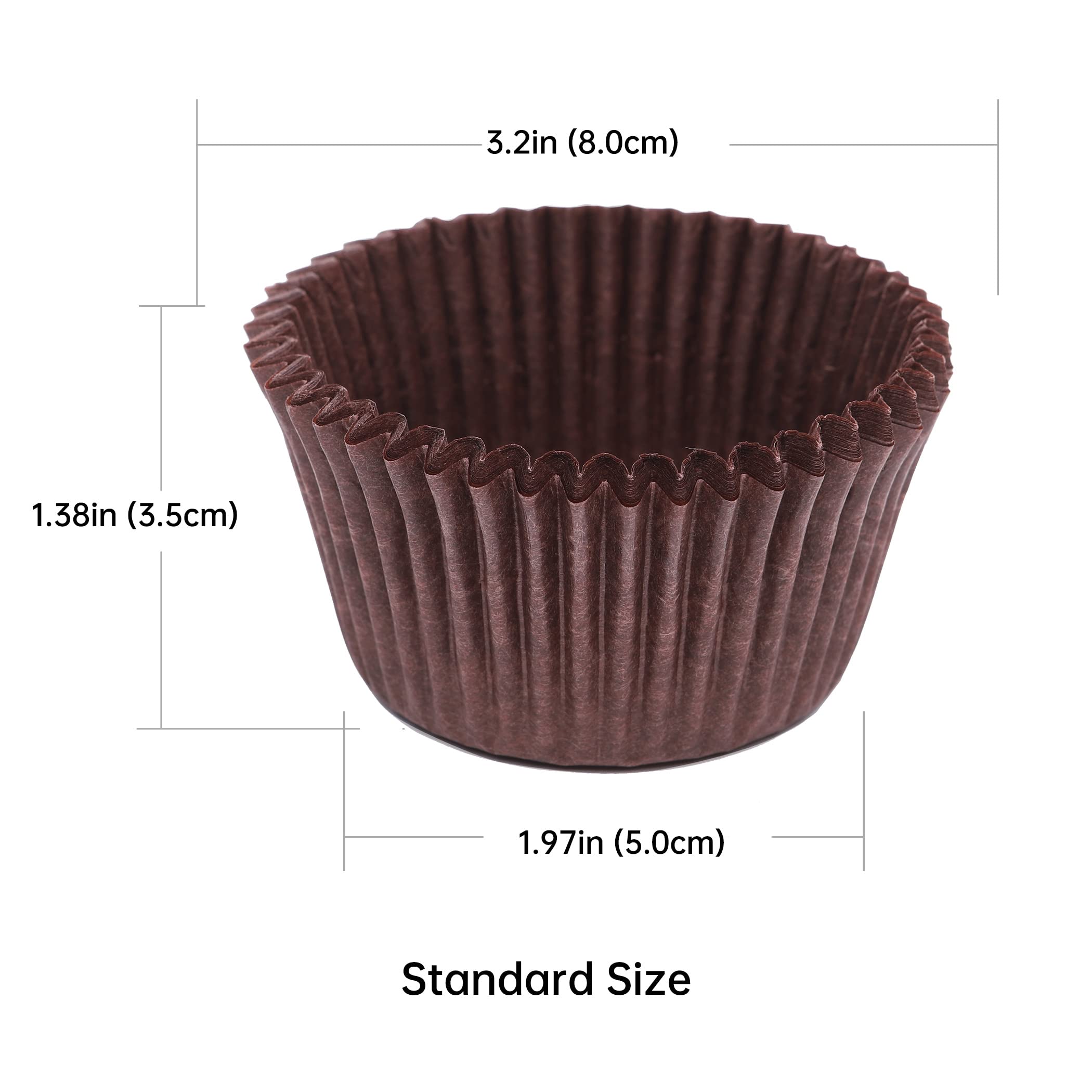 Bake Choice 200pcs Standard Brown cupcake liners for baking,food-grade cupcake wrappers, grease-proof parchment muffin liners fo