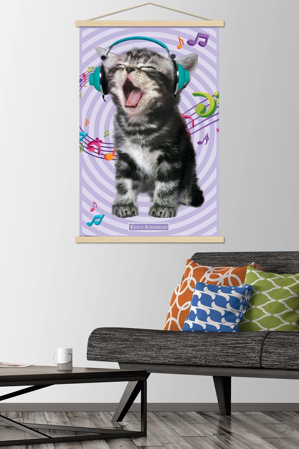 Trends International Keith Kimberlin - Kitten - Singing Wall Poster, 22.375'' X 34'', Premium Print And Beechwood Hanger Bundle