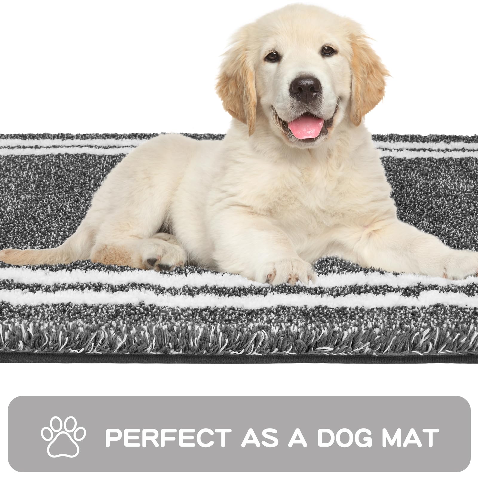 Purrugs Non-Slip Bathroom Rug 30'' X 60'' - Super Absorbent & Quick Dry Shaggy Microfiber Bath Mat, Machine Washable Plush Throw