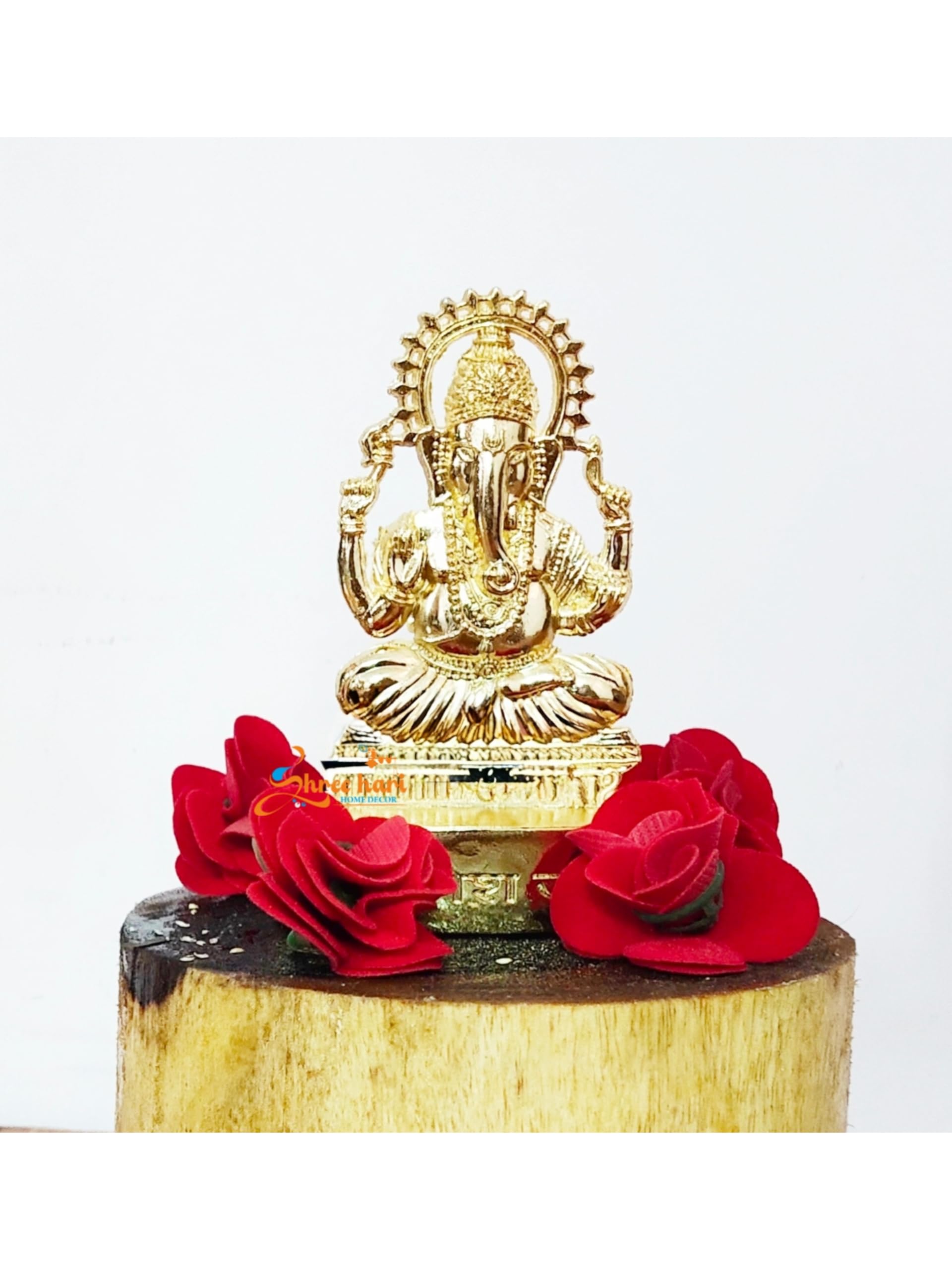 Shree Hari Home Decor Handicraft Metal Laxmi Ganesha Gold Antique Finish Pujan Set Auspicious Indian Art Statues Luxmi Ganesh Id