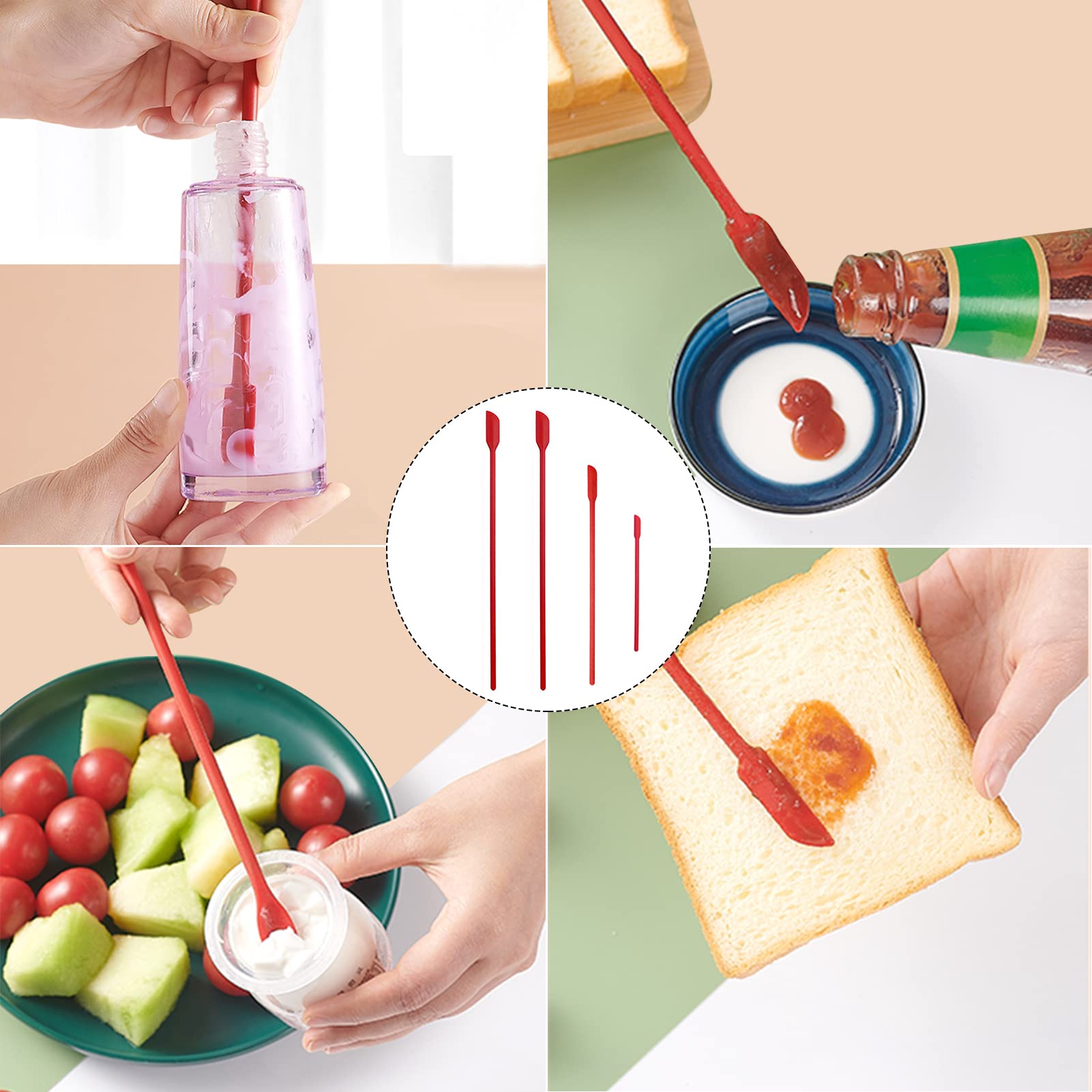 Kitchen Gims Mini Silicone Spatula Set 6 Pcs Food Grade Small Jar Spatula With Long Handle Makeup Spatula Tool Heat Resistant Ki