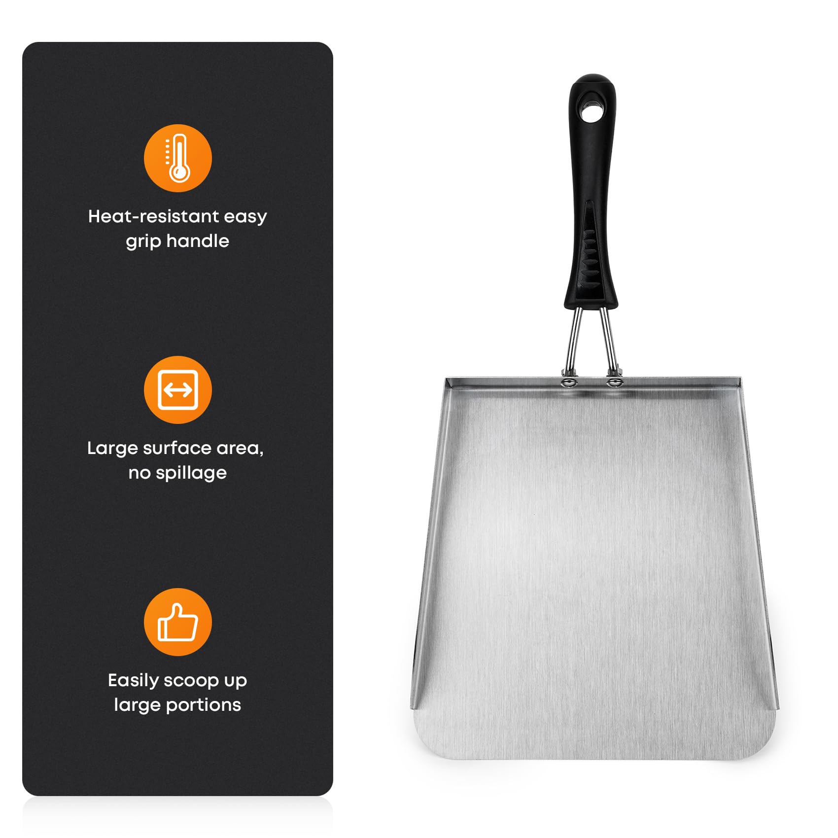 Stanbroil Stainless Steel Griddle Food Mover Smash Burger Food Shovel Grill Spatula Great For Stir Fry And Move Food, 13''
