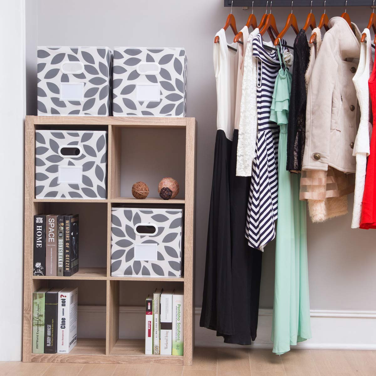 Max Houser Fabric Storage Bins Cubes Baskets Containers With Dual Plastic Handles For Home Closet Bedroom Drawers Organizers, Fl